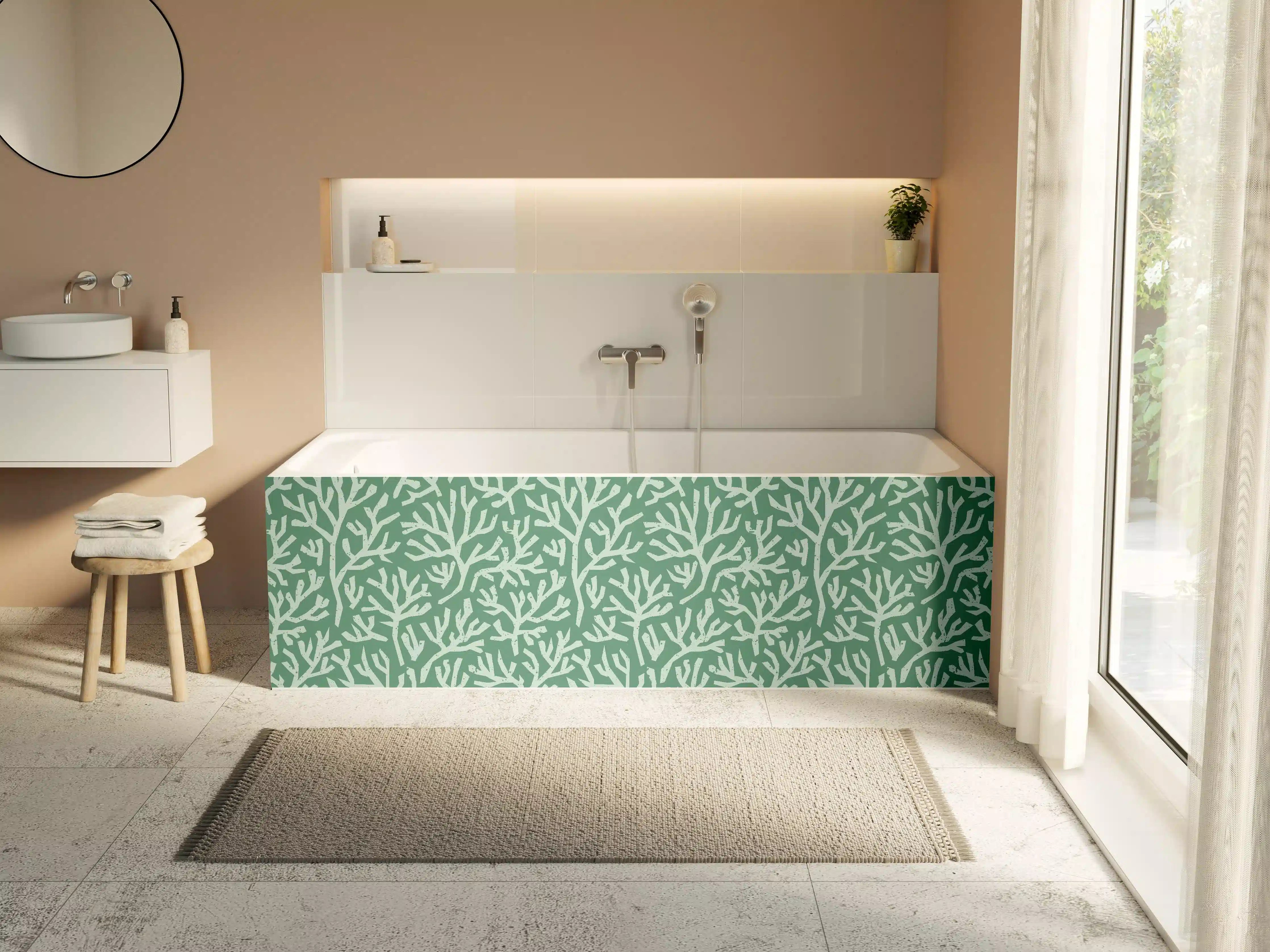 Badewannen-Rückwand - Türkis Korallen Minimal-Muster