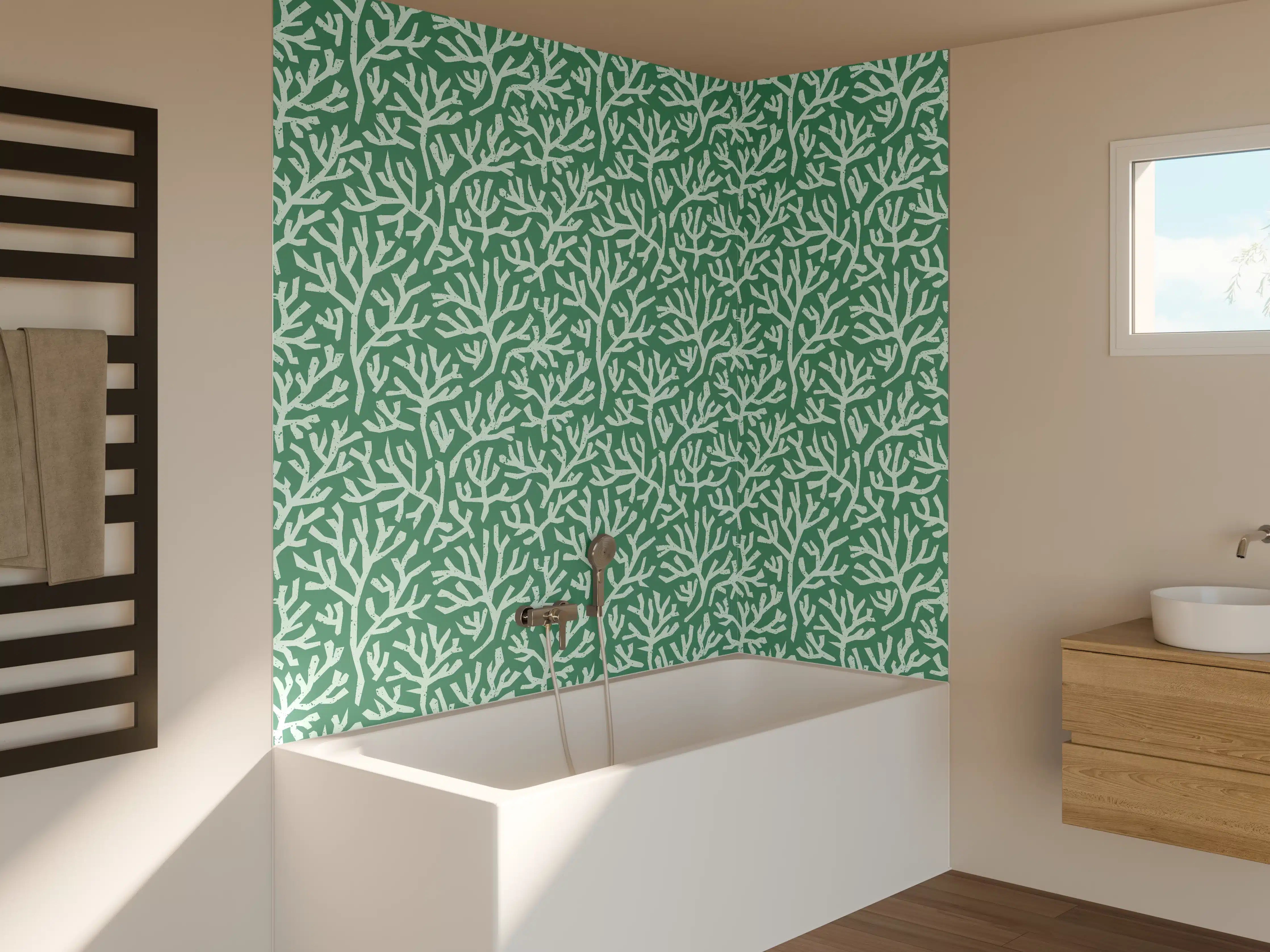 Badewannen-Rückwand - Türkis Korallen Minimal-Muster