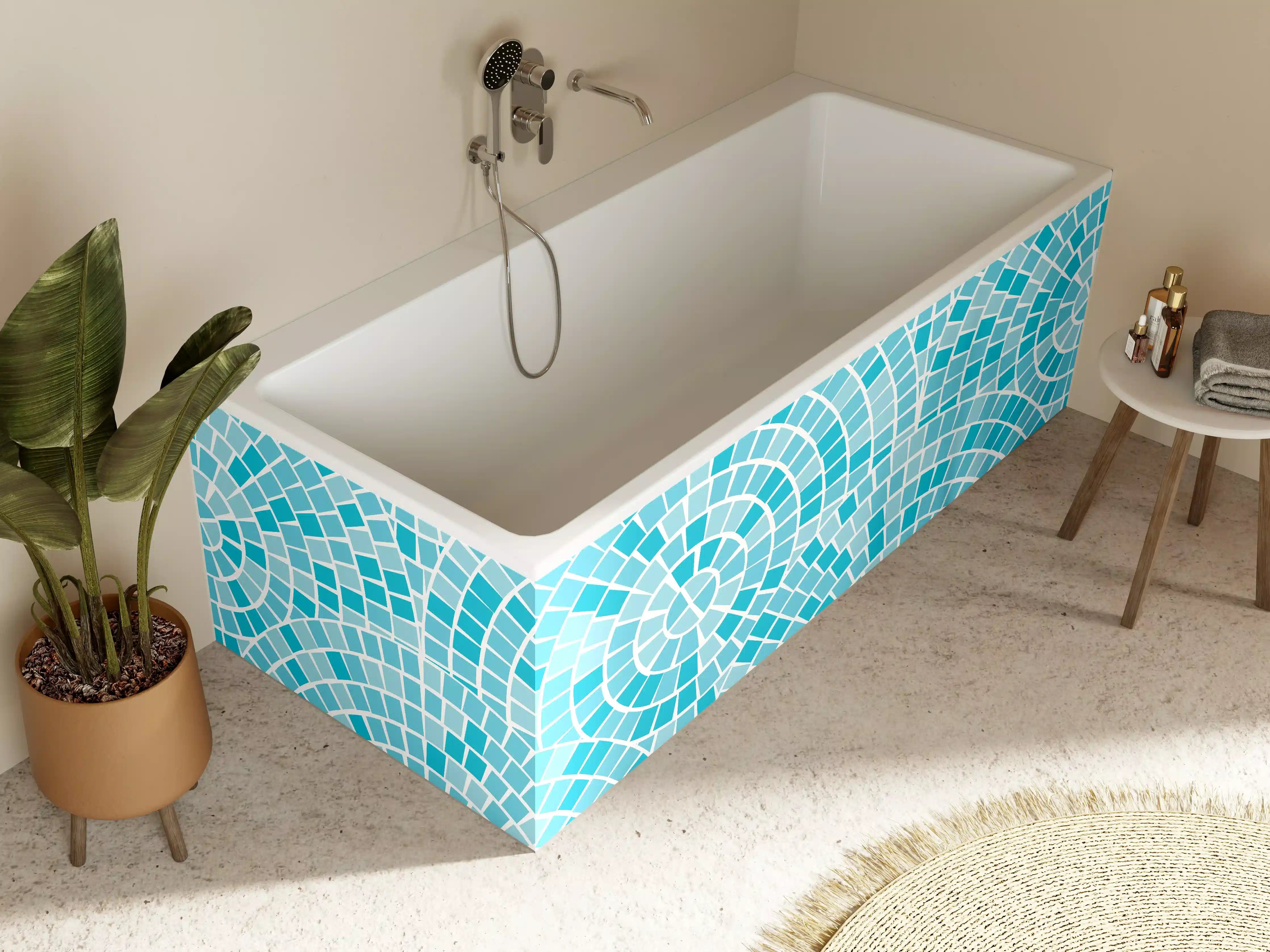 Badewannen-Rückwand - Türkis Mosaik Fliesen Muster