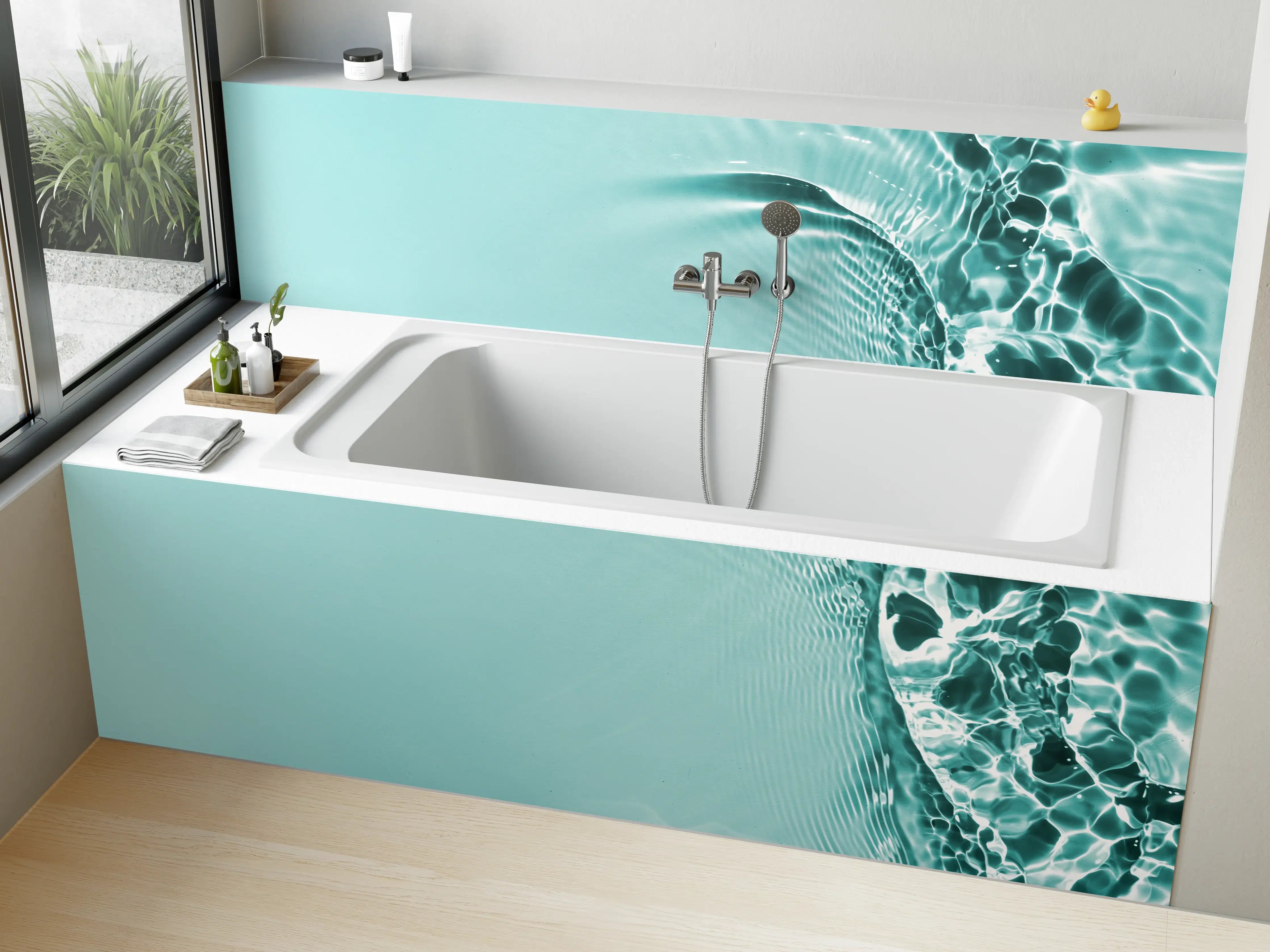 Badewannen-Rückwand - Türkisblaues Wasser mit Lichtreflexen