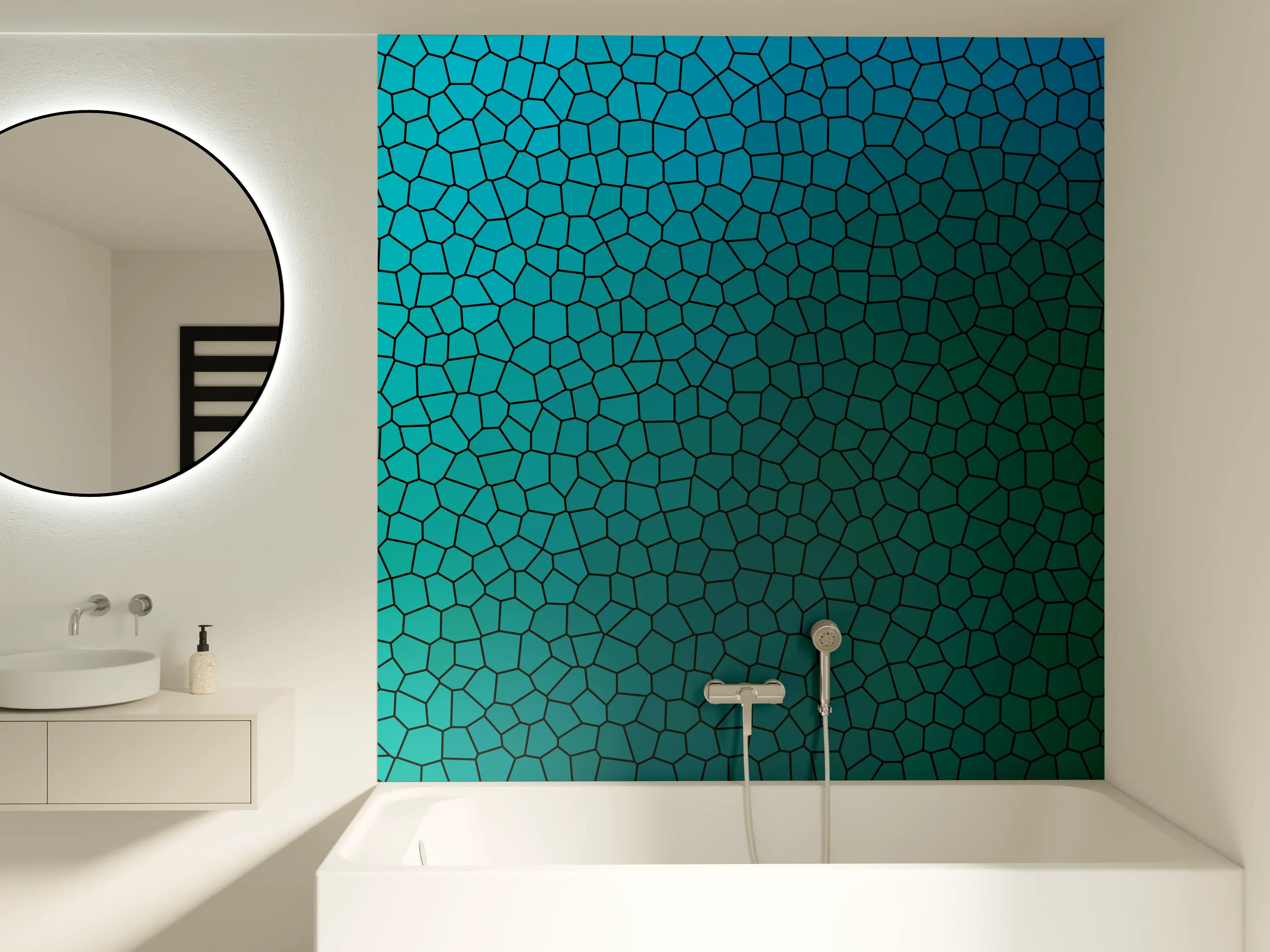 Badewannen-Rückwand - Türkises Fliesenmuster - Mosaik