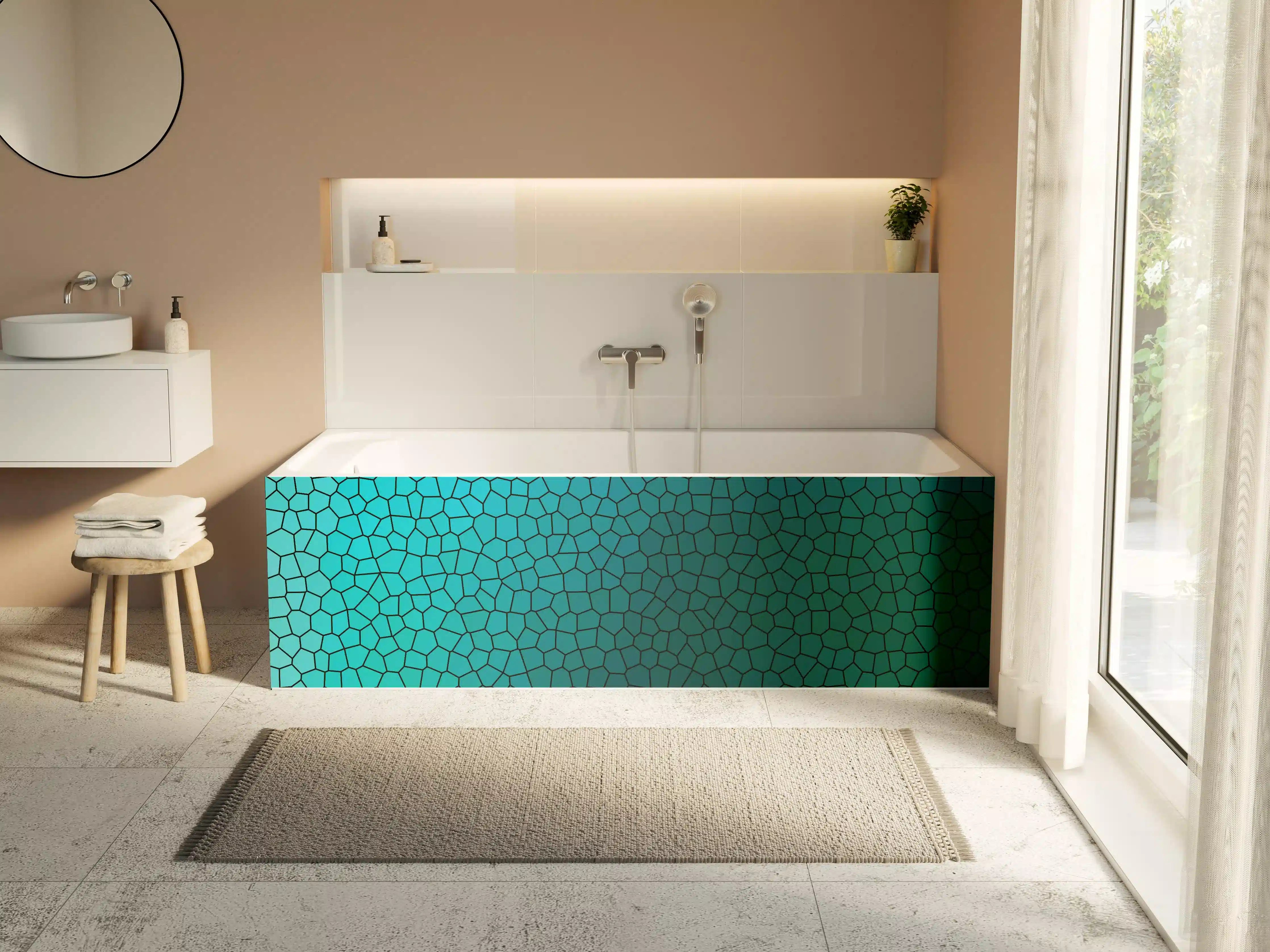 Badewannen-Rückwand - Türkises Fliesenmuster - Mosaik