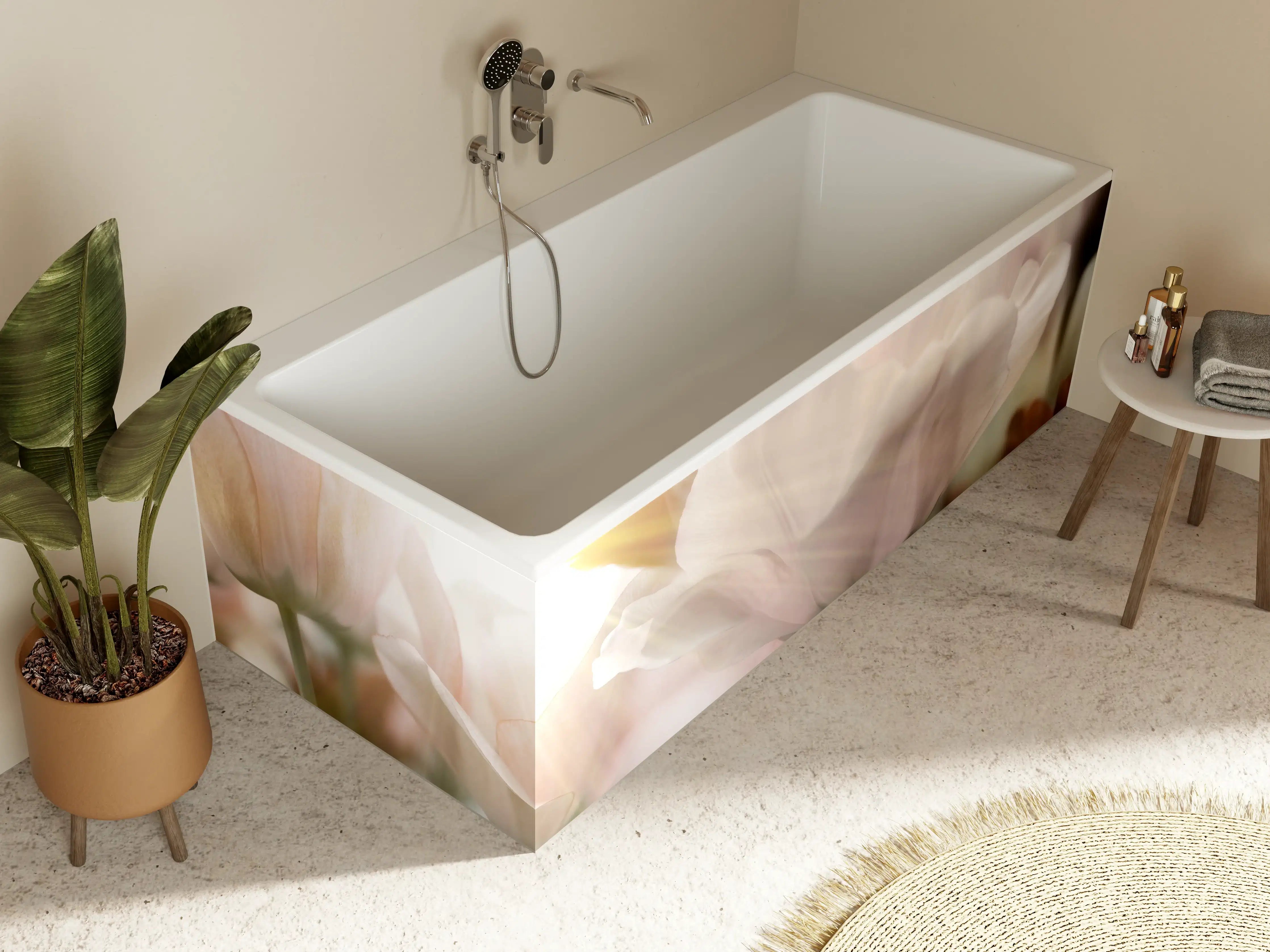 Badewannen-Rückwand - Tulpen in Sonnenstrahlen