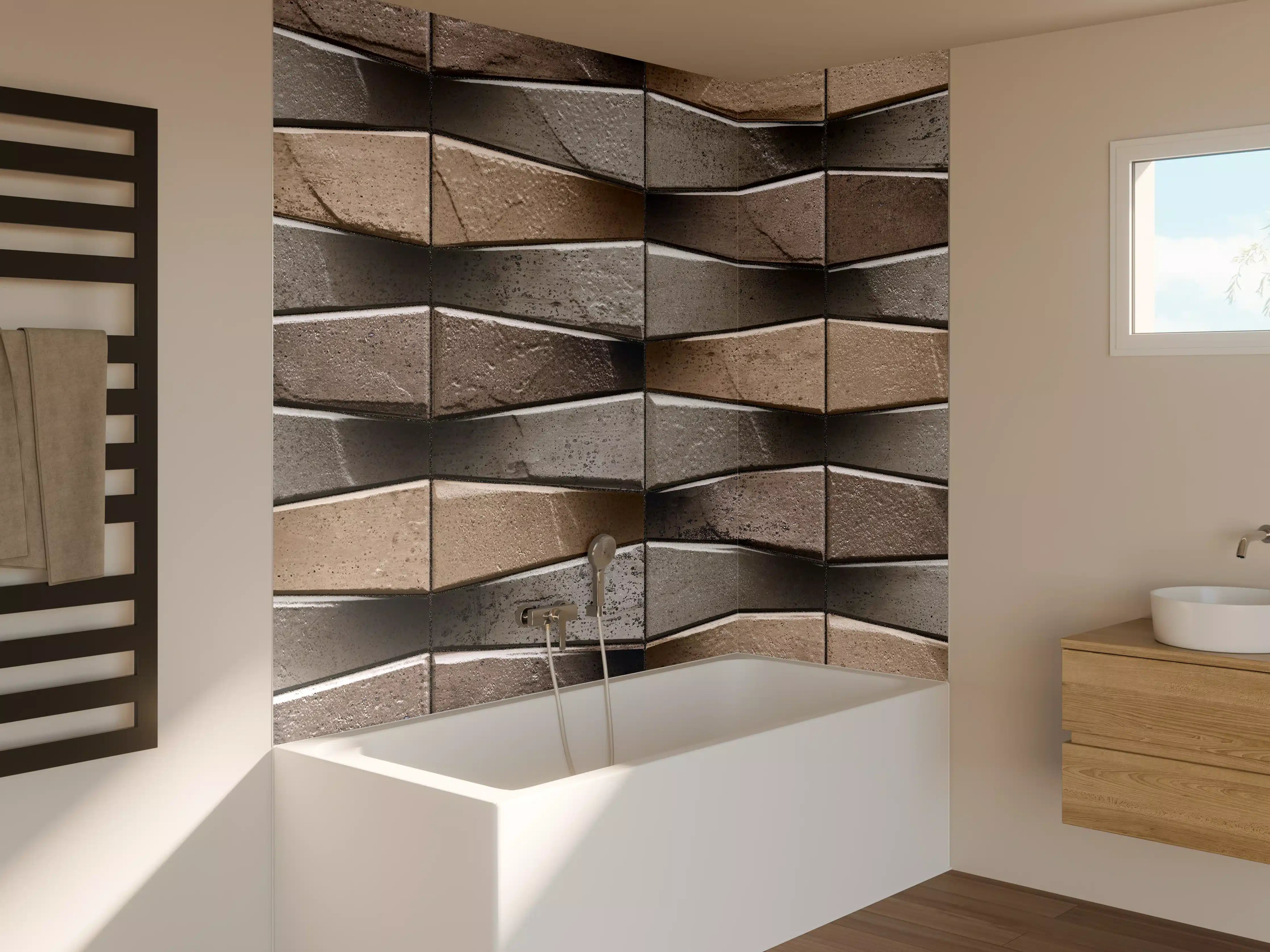 Badewannen-Rückwand - Unebene dunkle Steinwand