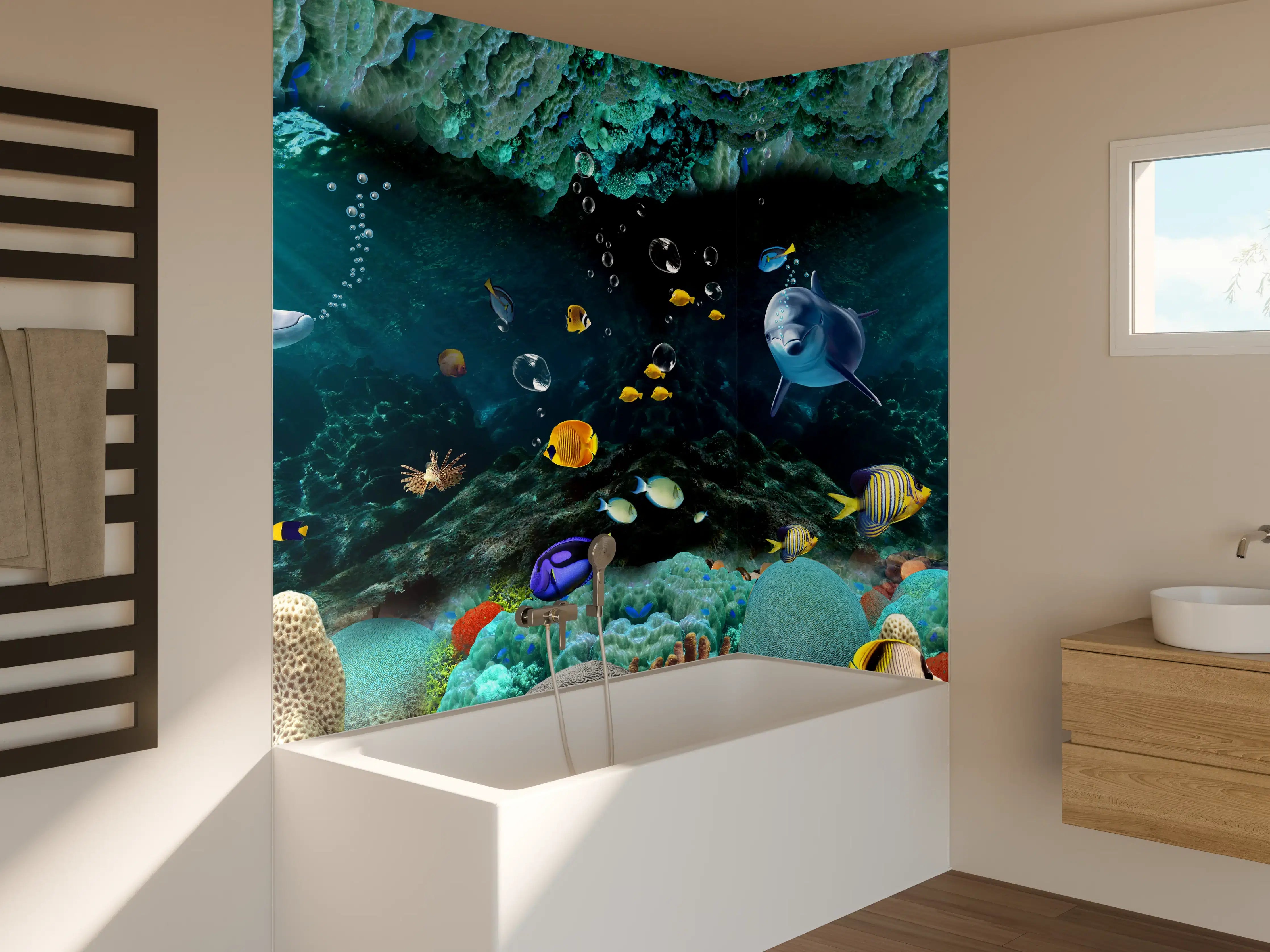 Badewannen-Rückwand - Unterwasserwelt - Grafik
