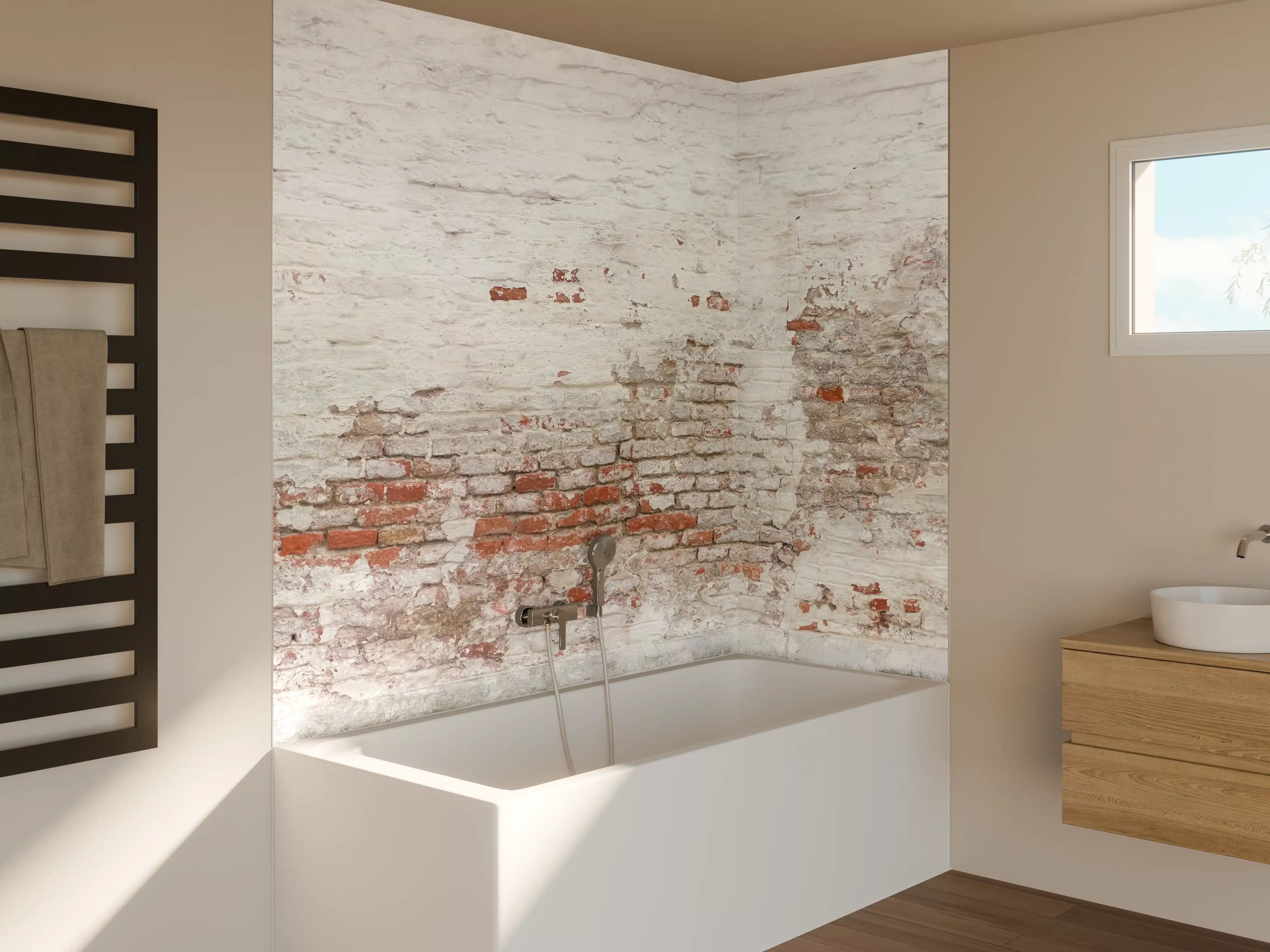 Badewannen-Rückwand - Veraltete Hauswand