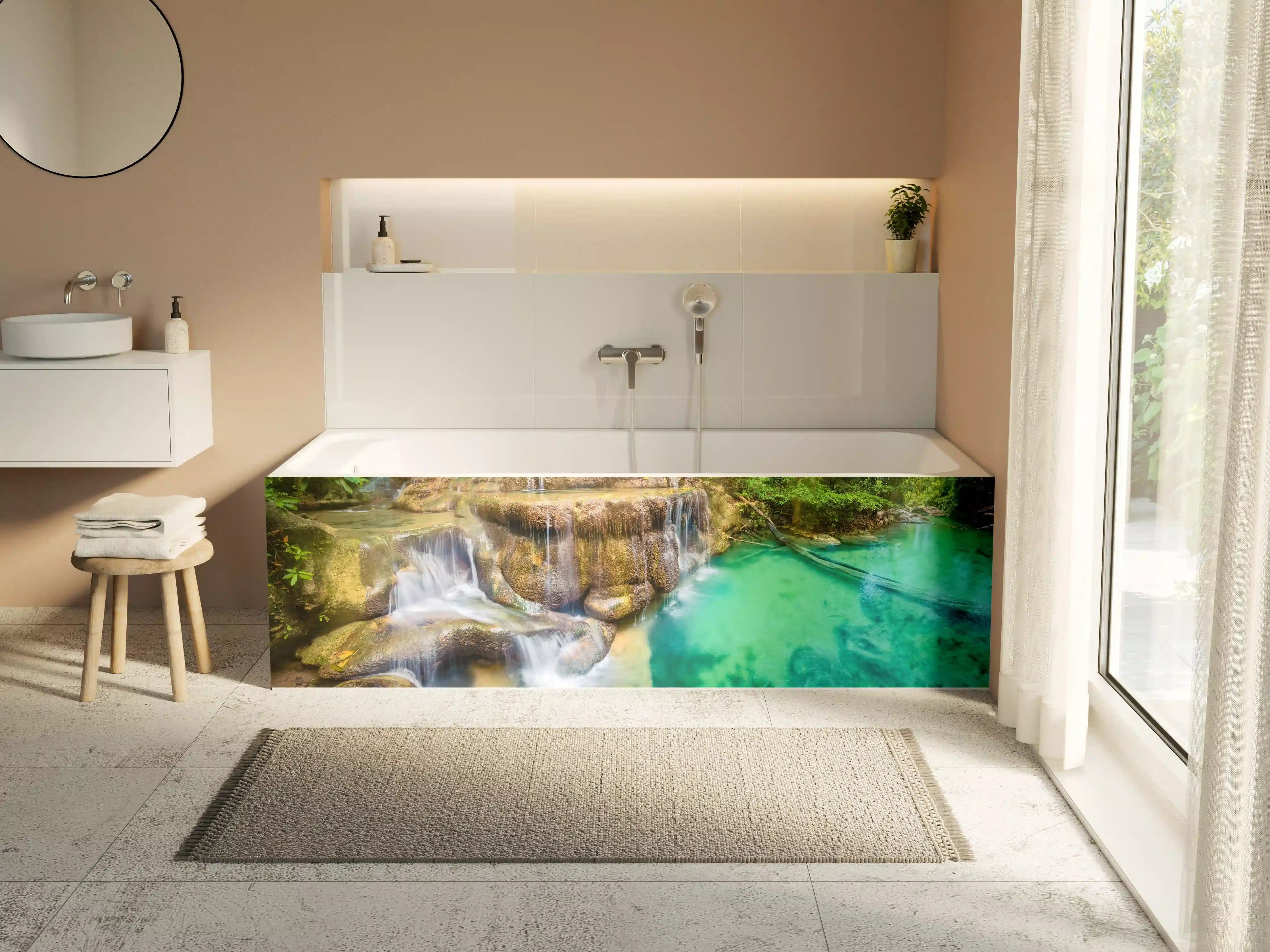 Badewannen-Rückwand - Verborgene Oase im Regenwald