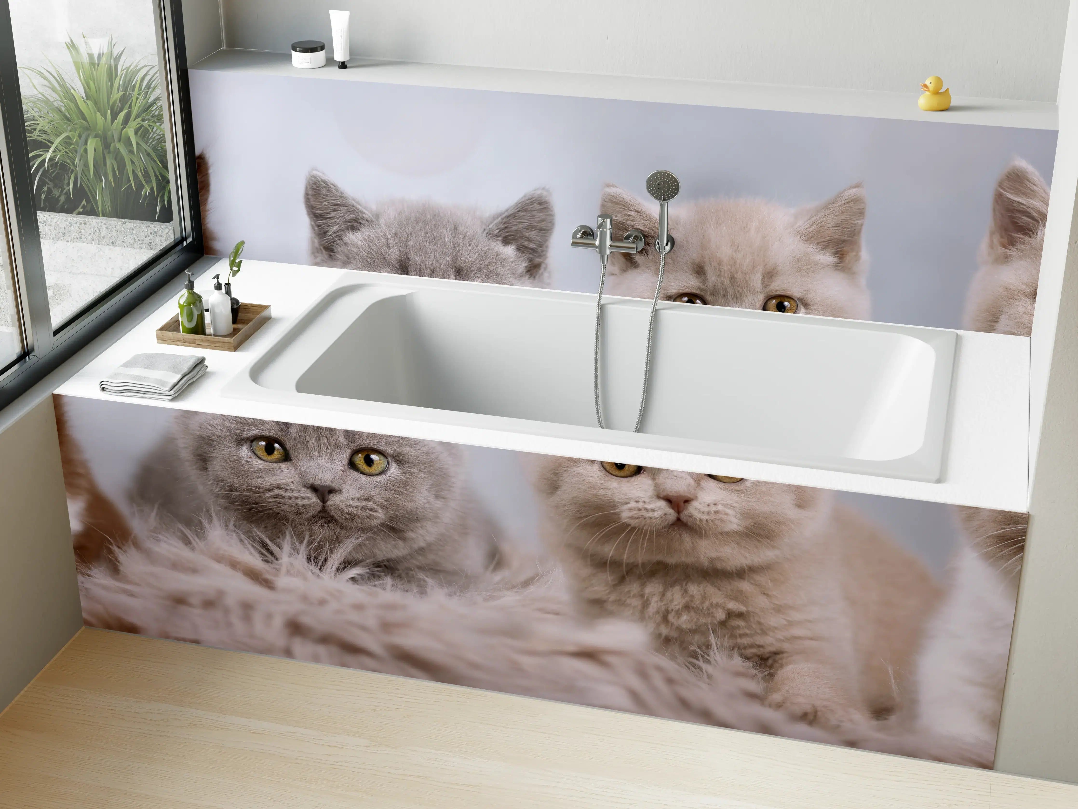Badewannen-Rückwand - Vier süße Katzenbaby