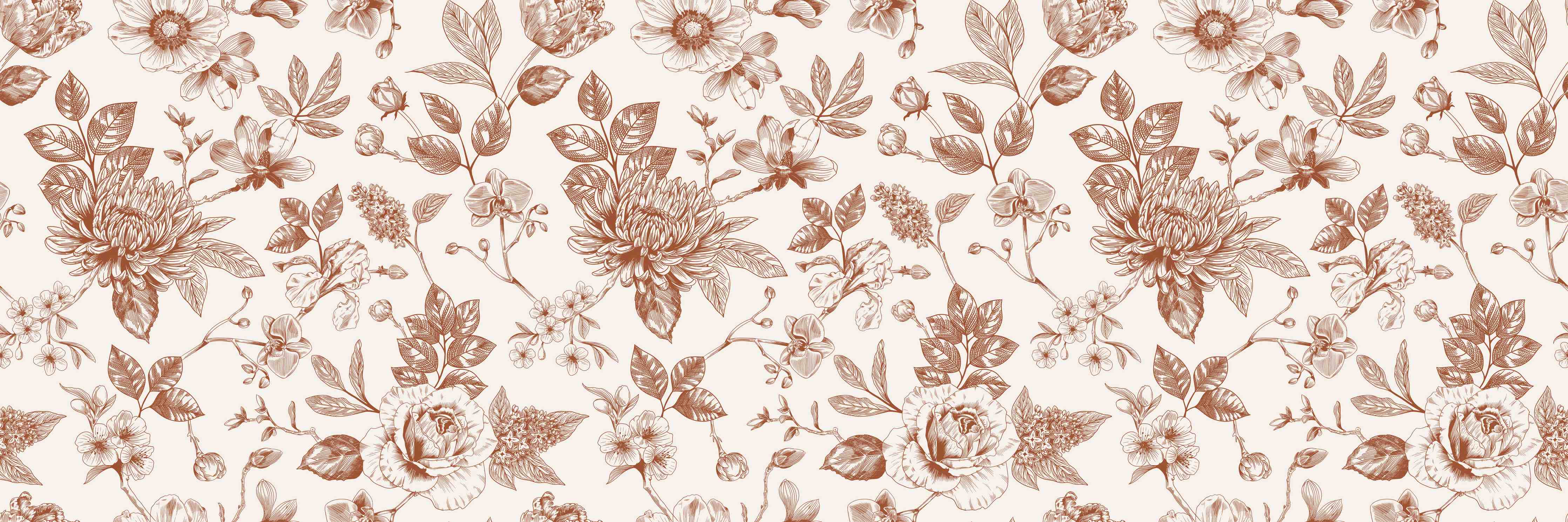 Badewannen-Rückwand-Vintage Bloom Amber Blumenmuster