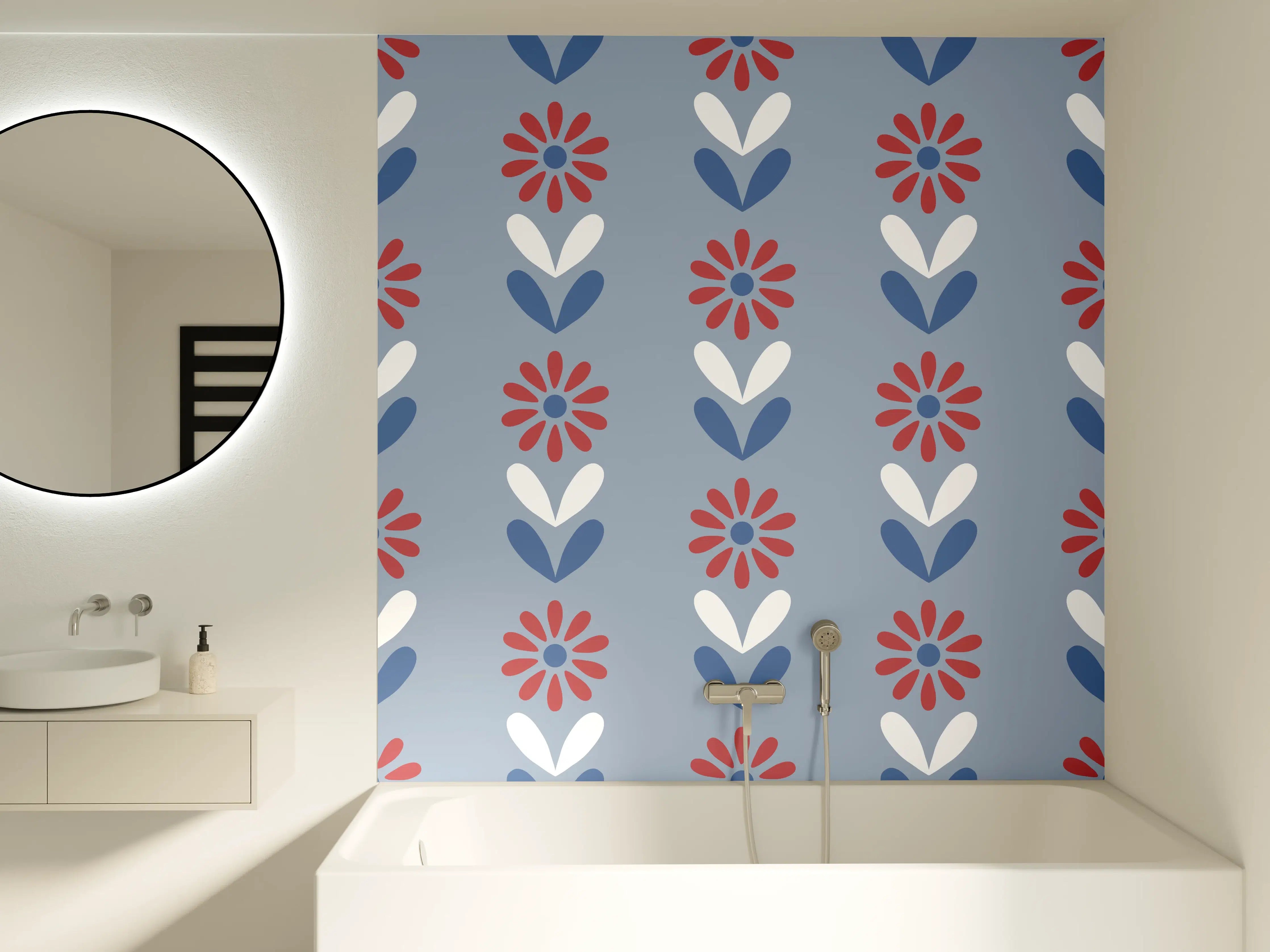 Badewannen-Rückwand - Vintage Bloom Gänseblümchen Tapete