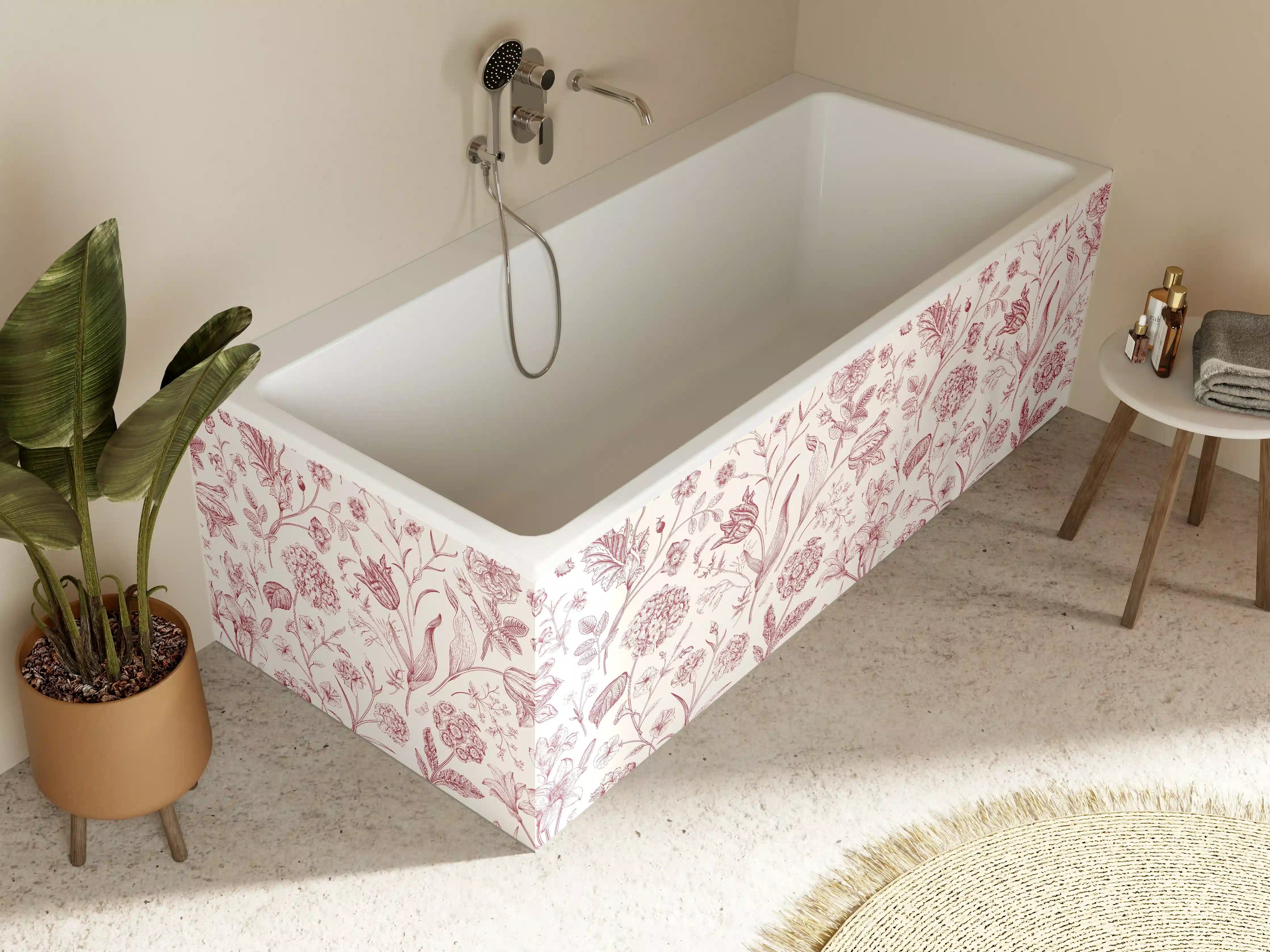 Badewannen-Rückwand - Vintage Bloom Rosa-Muster