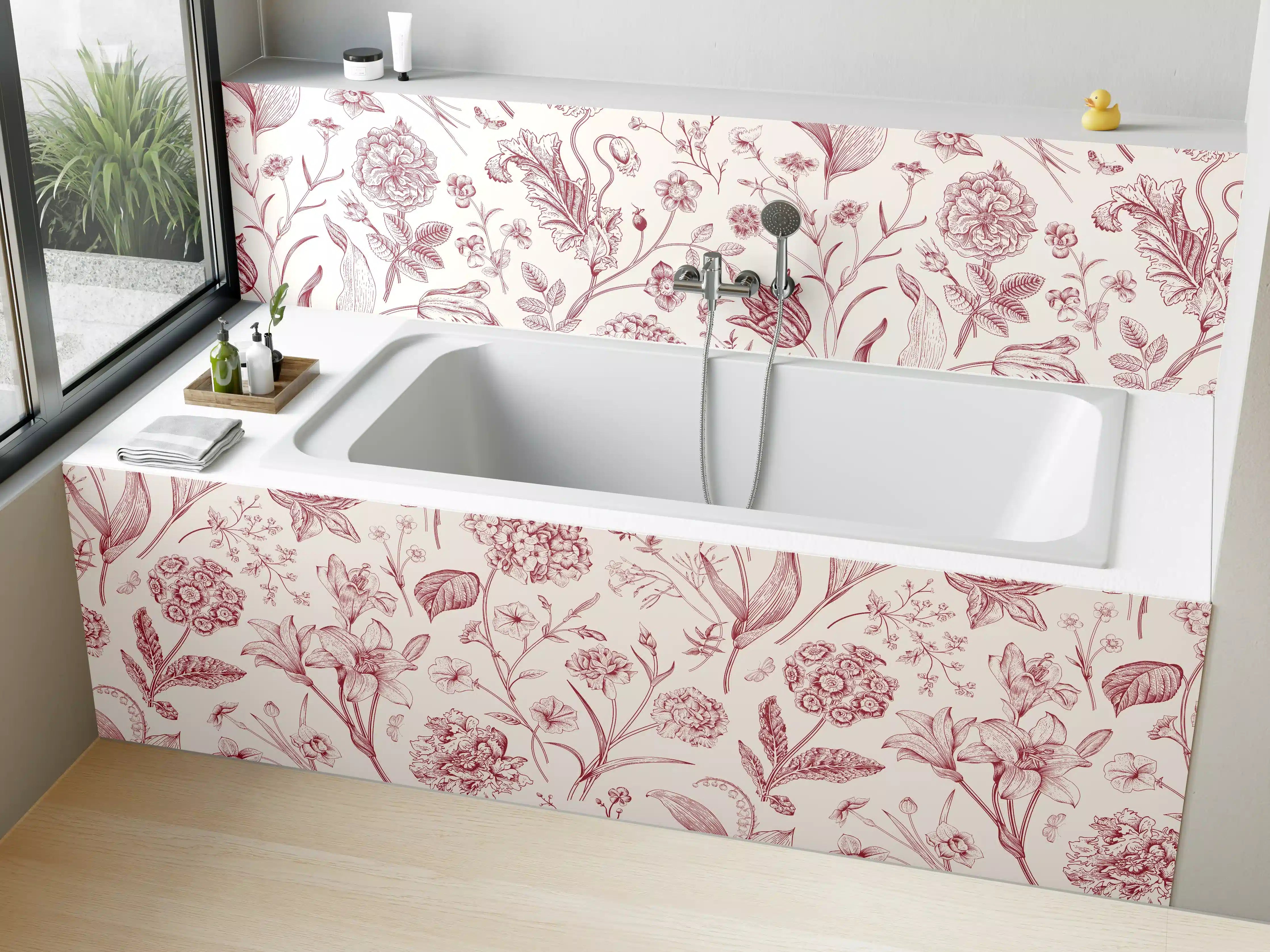 Badewannen-Rückwand - Vintage Bloom Rosa-Muster
