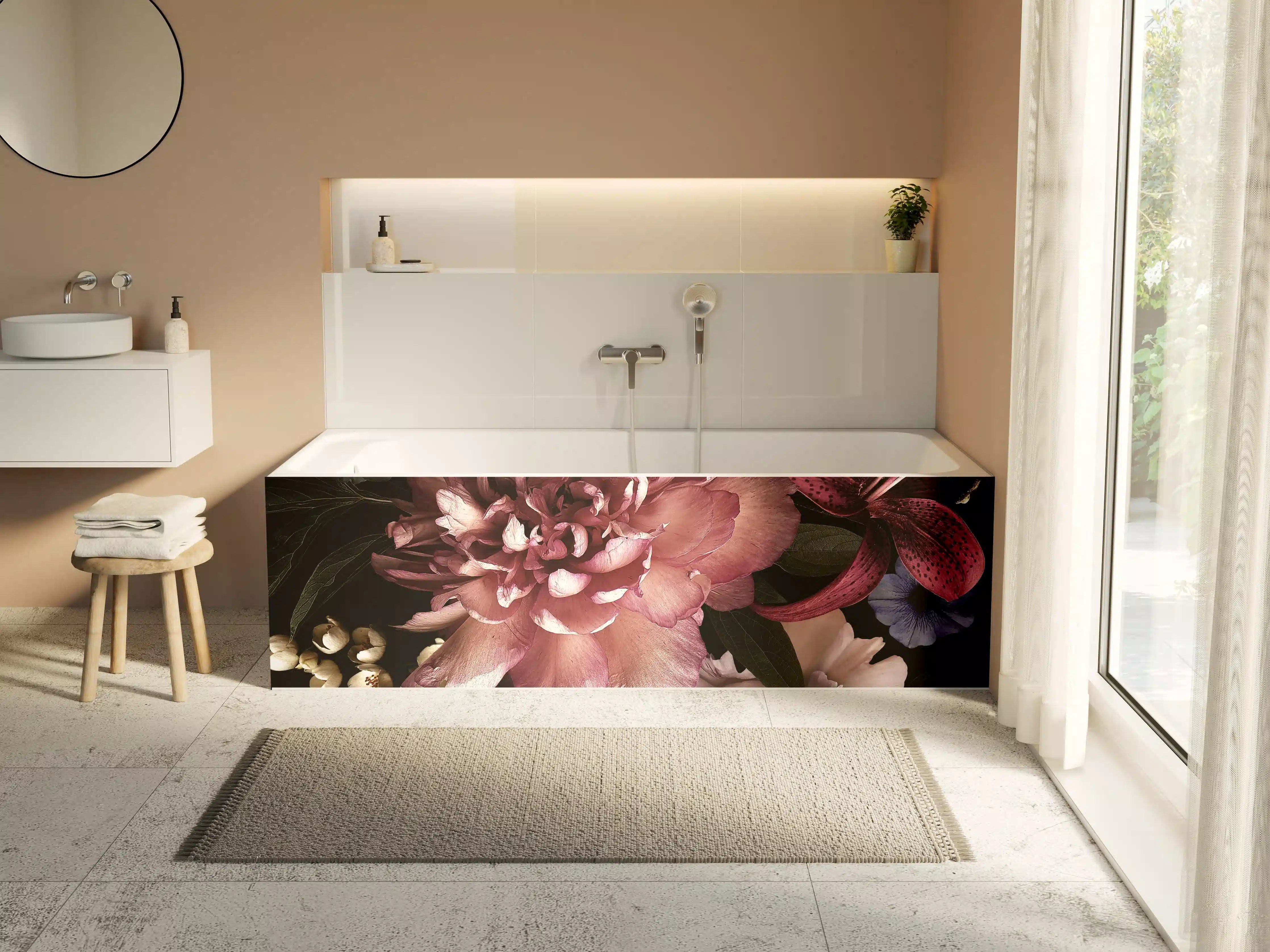 Badewannen-Rückwand - Vintage Blumenbouquet
