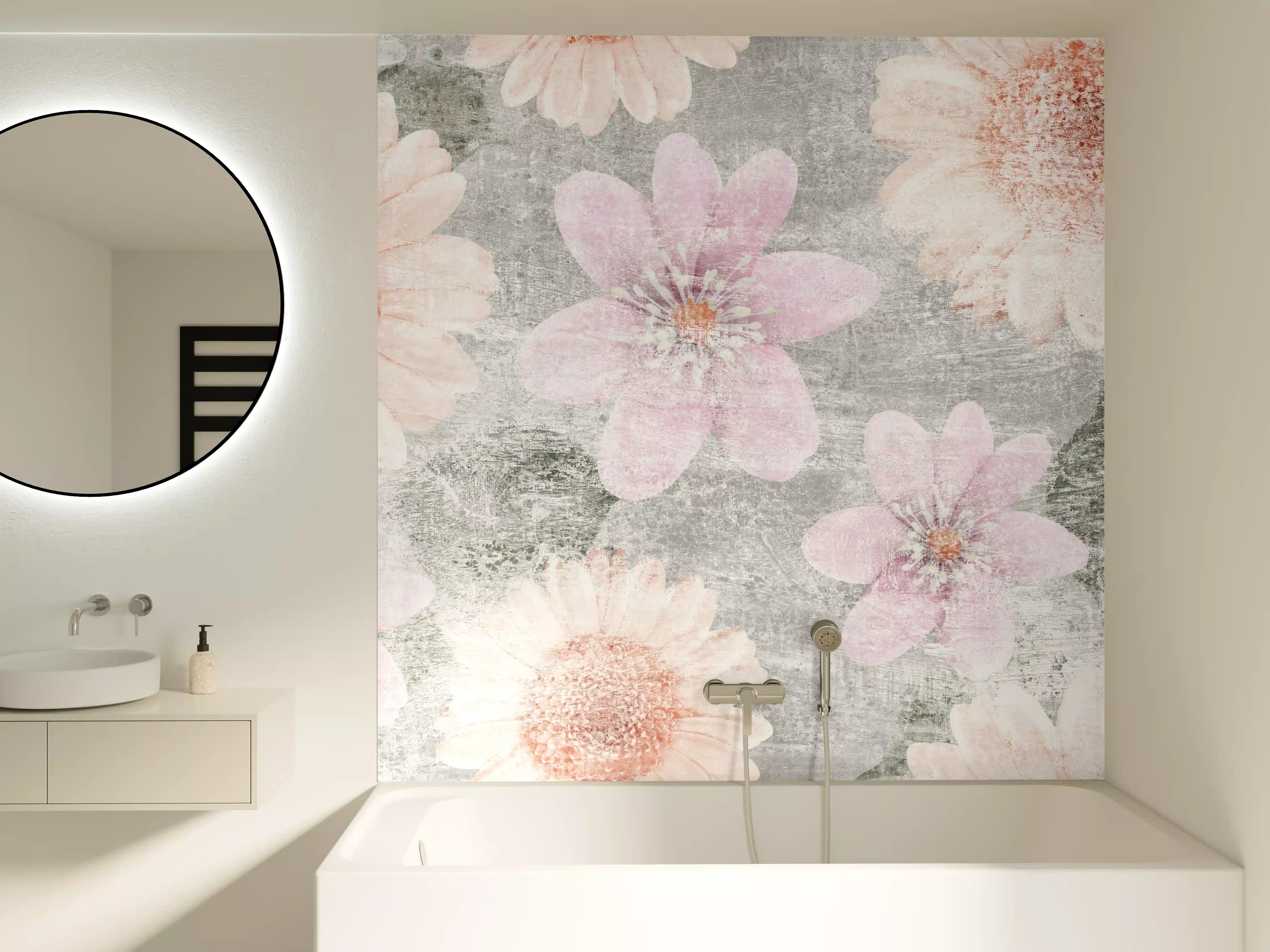 Badewannen-Rückwand - Vintage Blumenkunst  - Zeichnung