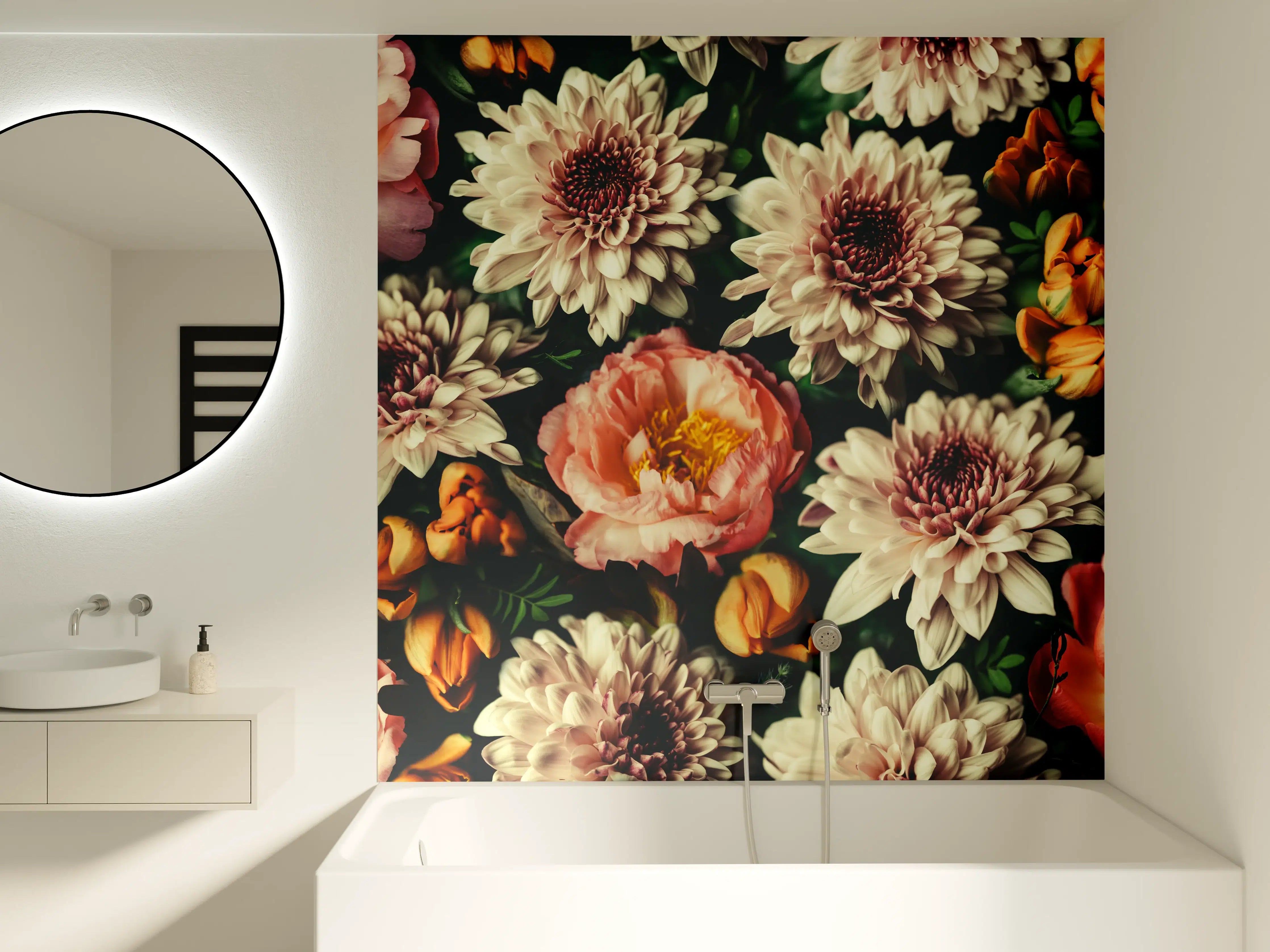 Badewannen-Rückwand - Vintage-Bouquet mit schönen Blumen