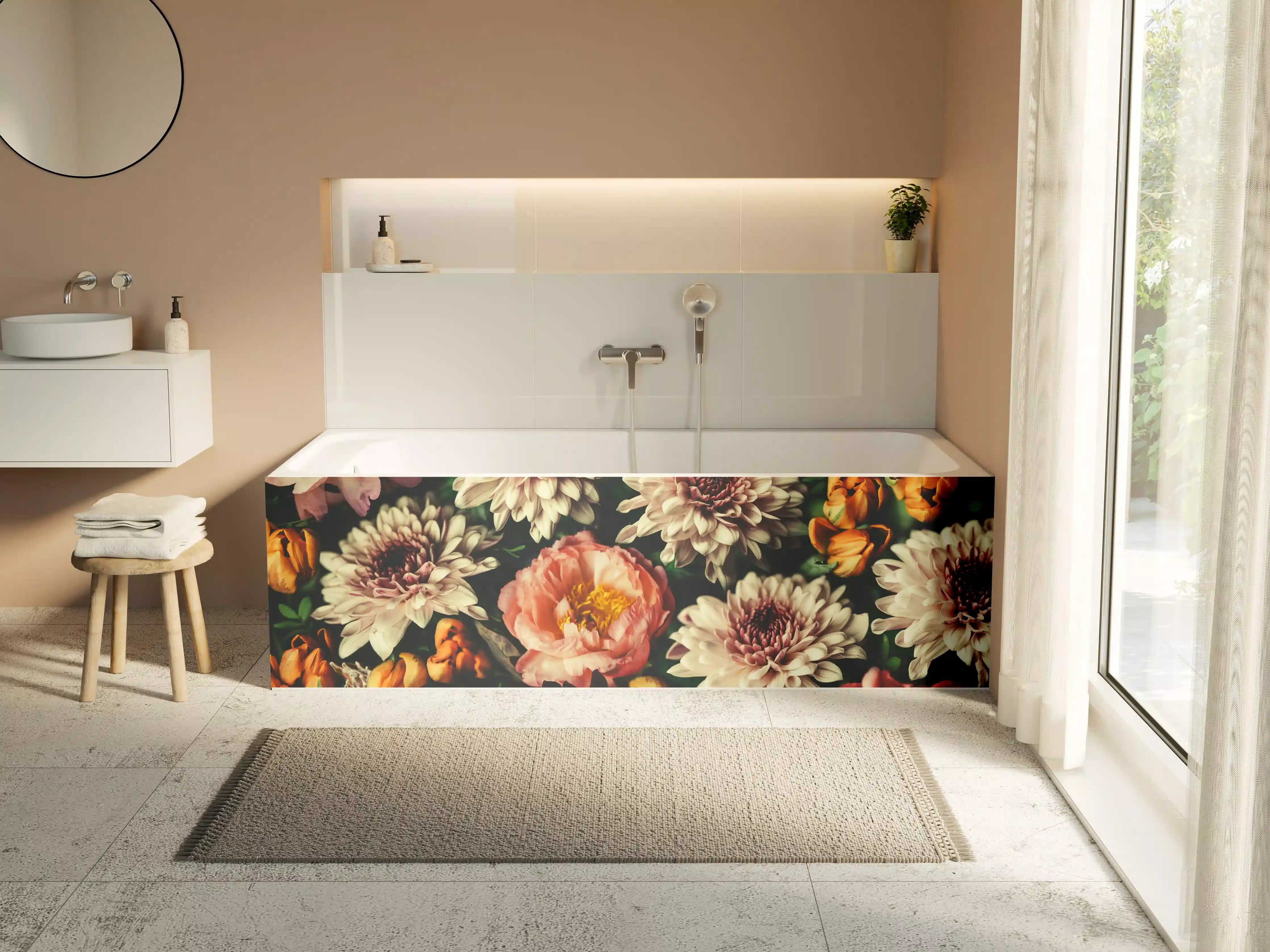 Badewannen-Rückwand - Vintage-Bouquet mit schönen Blumen