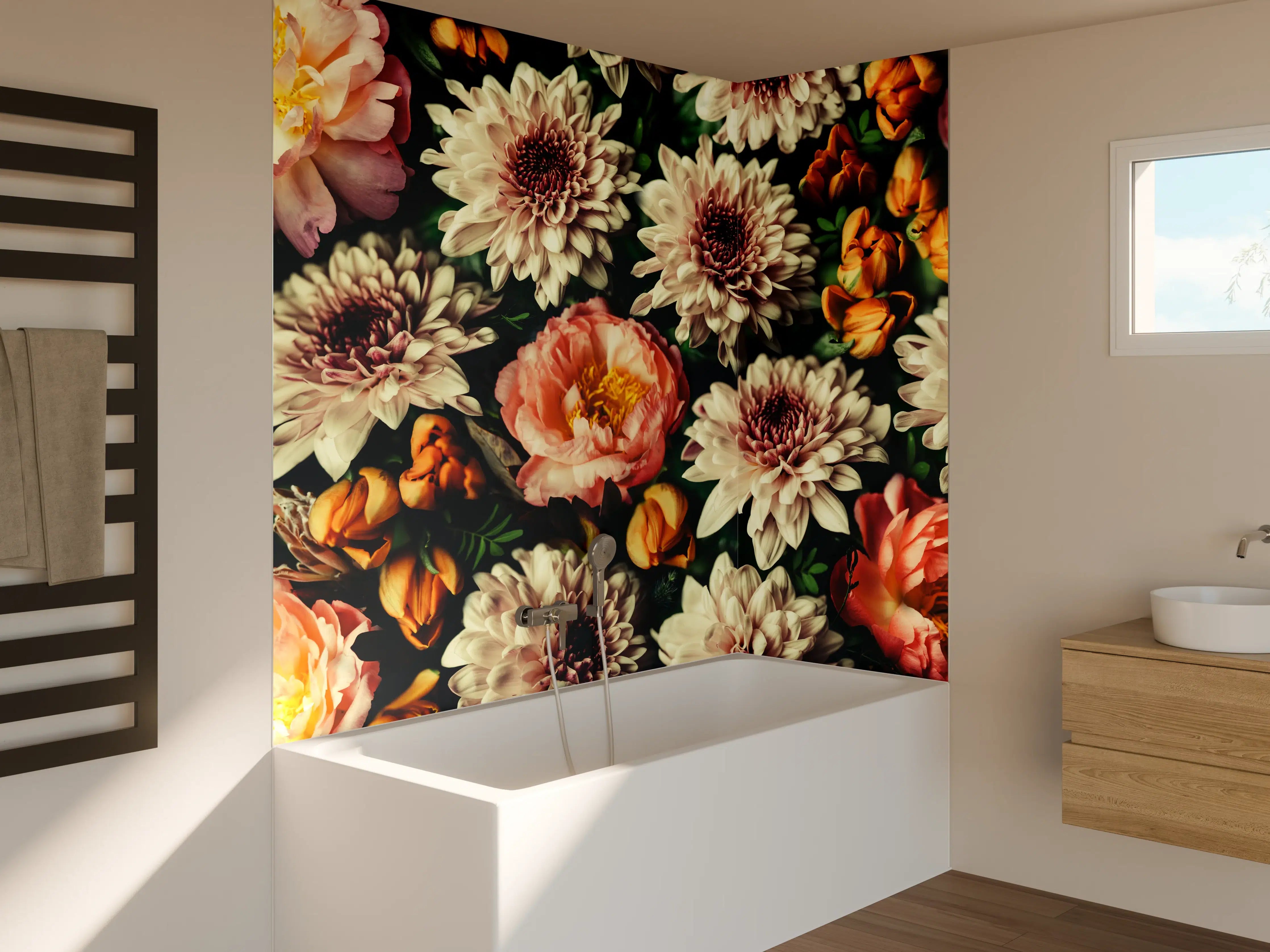 Badewannen-Rückwand - Vintage-Bouquet mit schönen Blumen