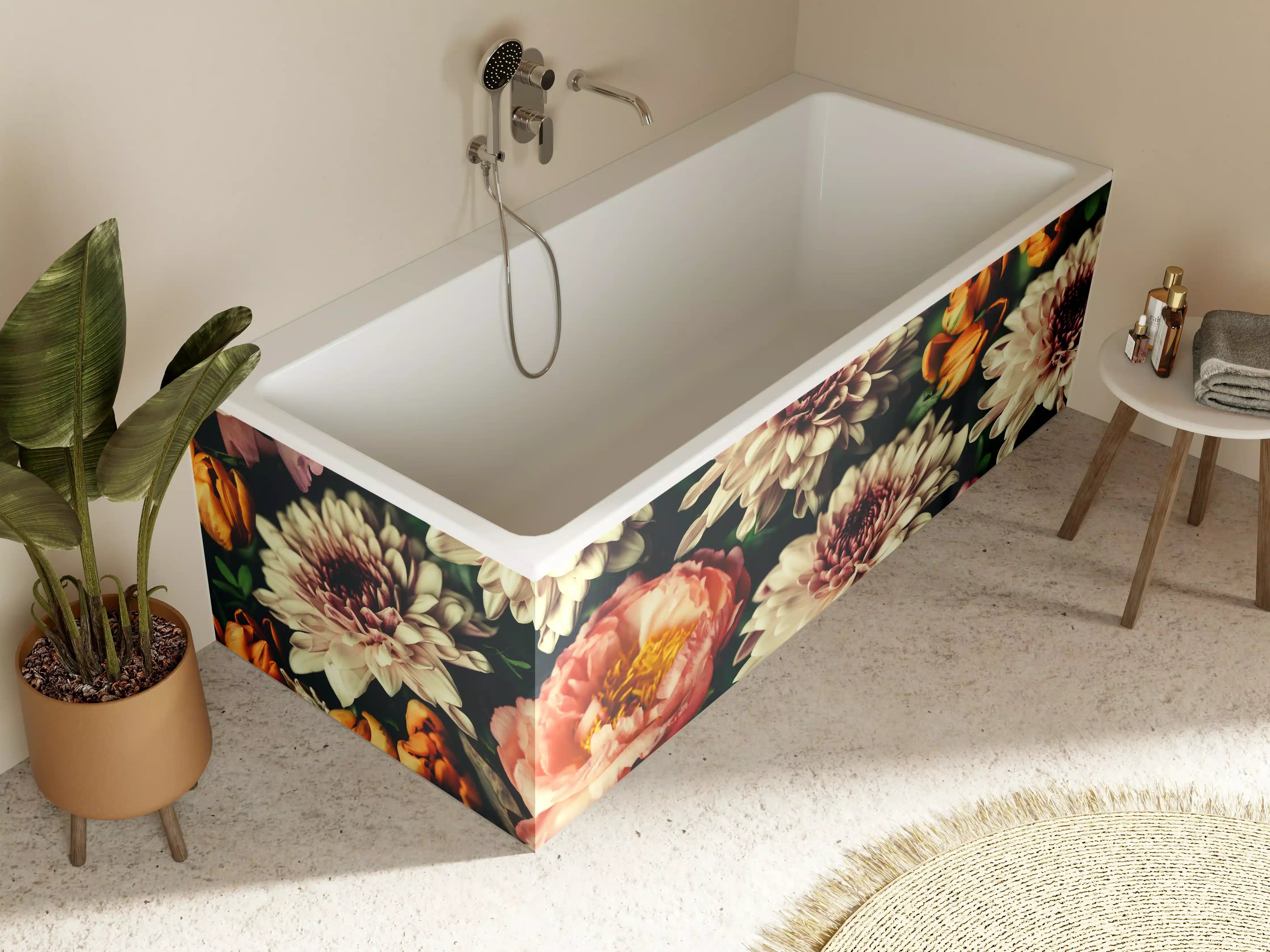 Badewannen-Rückwand - Vintage-Bouquet mit schönen Blumen