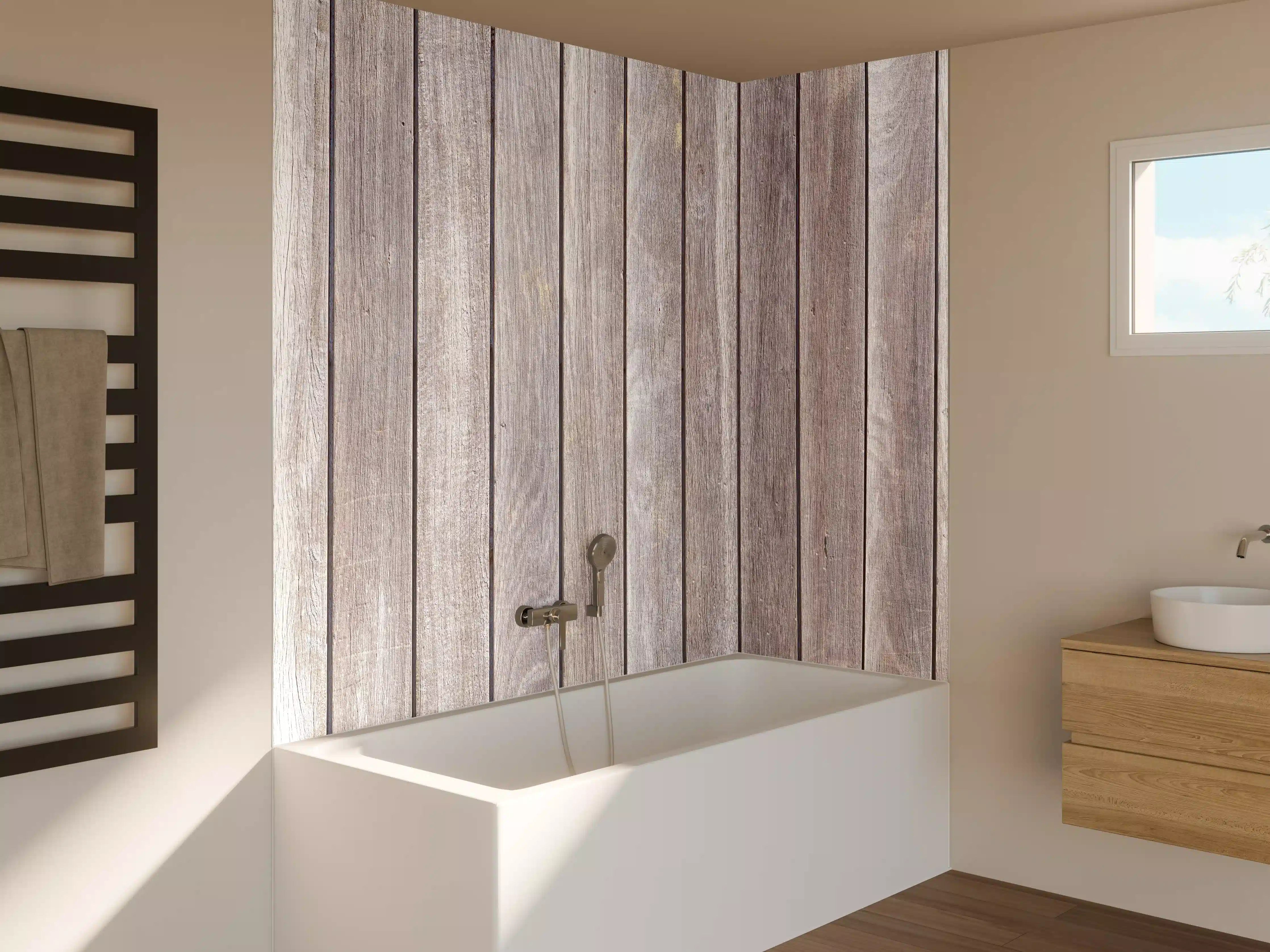 Badewannen-Rückwand - Vintage Holzdielenmuster