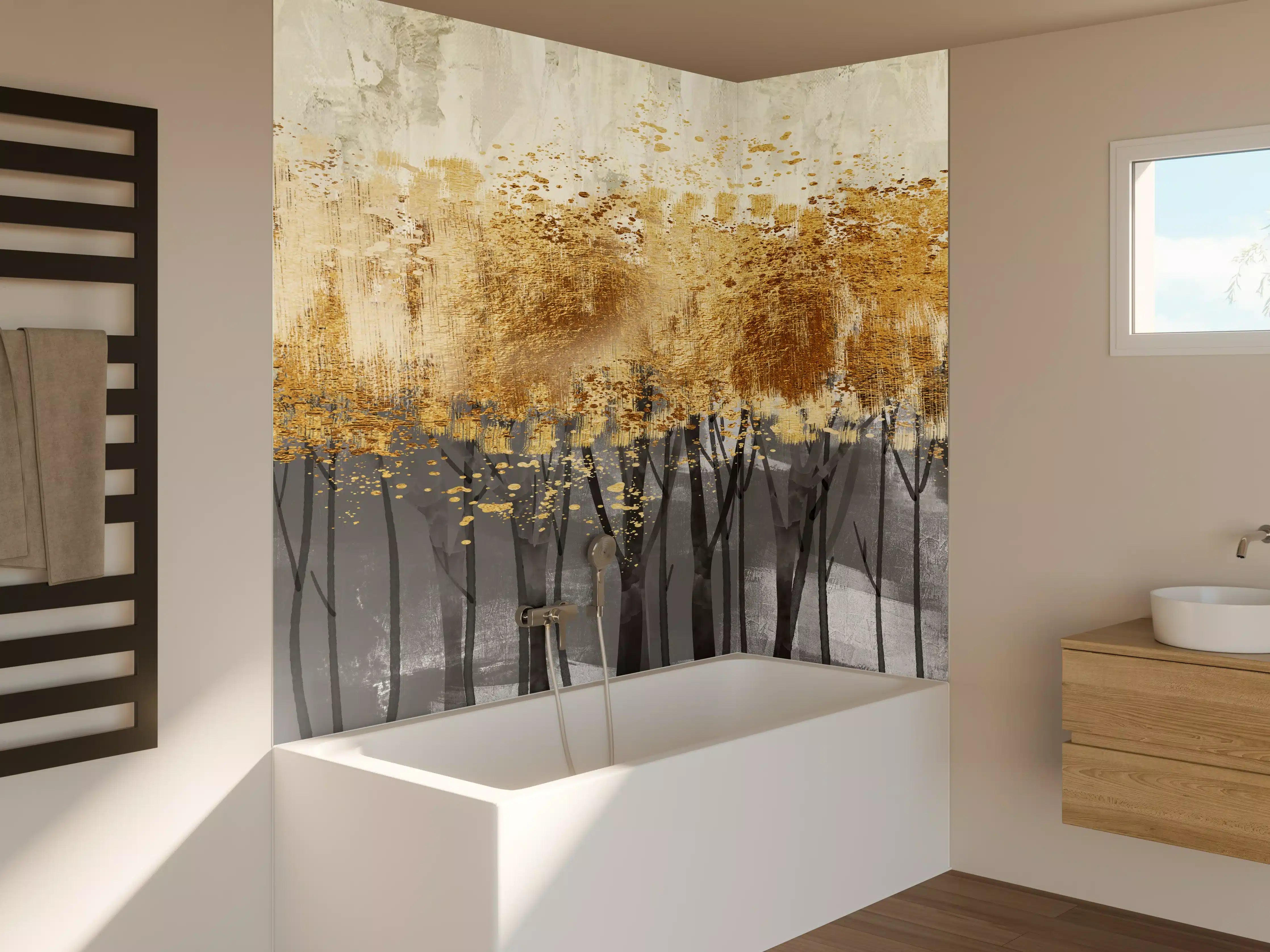 Badewannen-Rückwand - Vintage Kunstmalerei