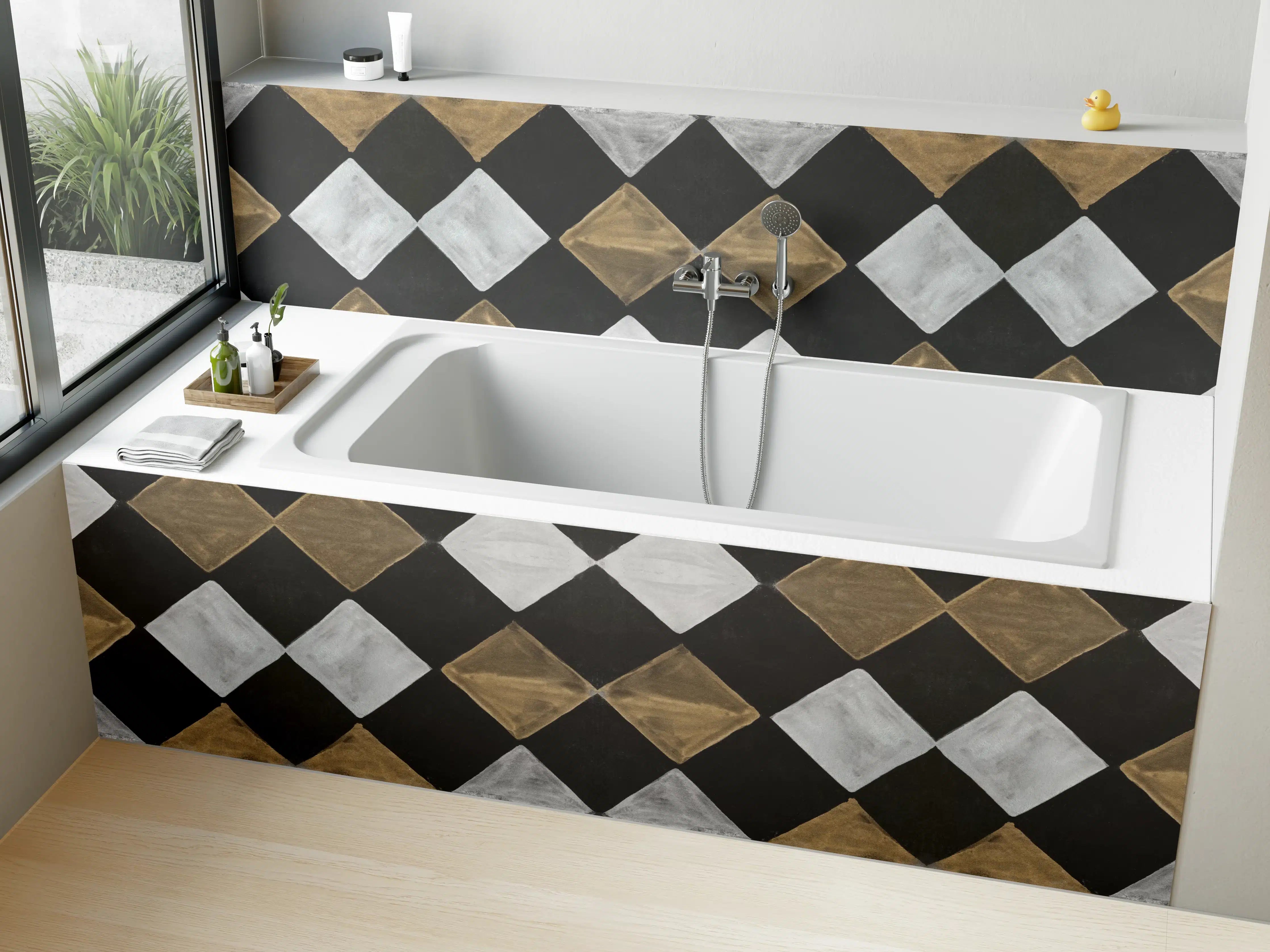 Badewannen-Rückwand - Vintage Mosaik Fliesentapete