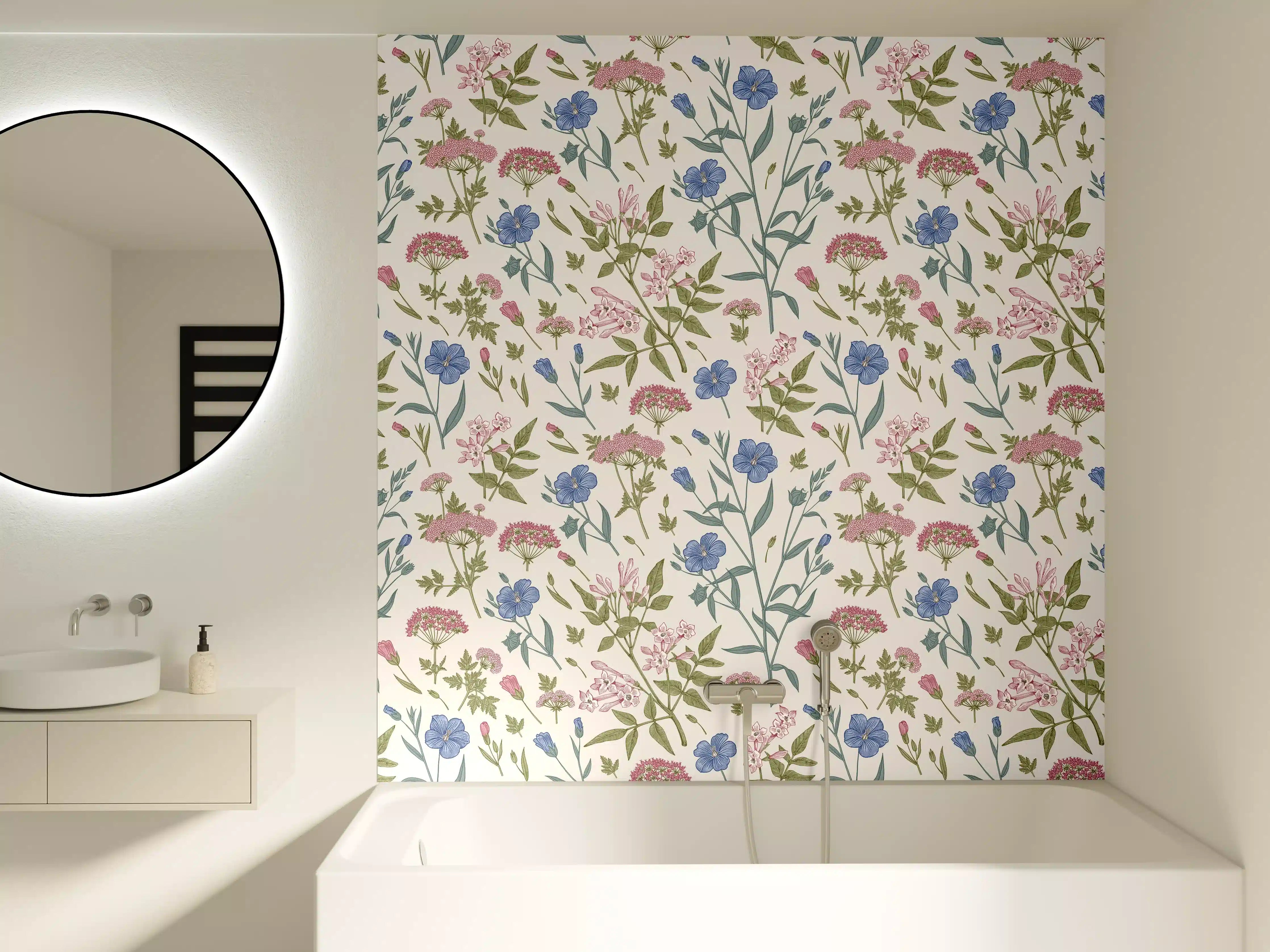 Badewannen-Rückwand - Vintage Pastell-Blumenmuster