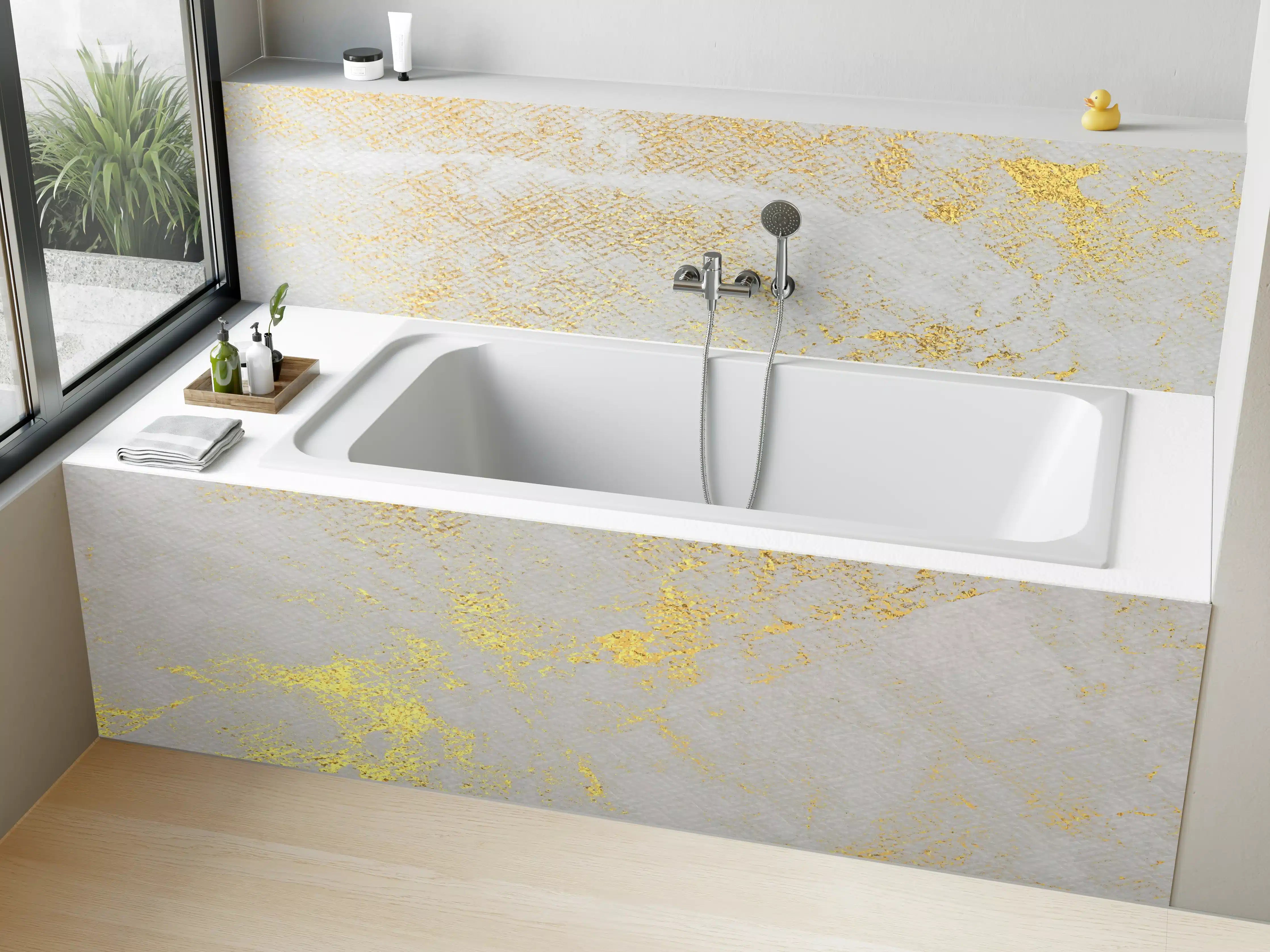 Badewannen-Rückwand - Vintage Zement - Gold 