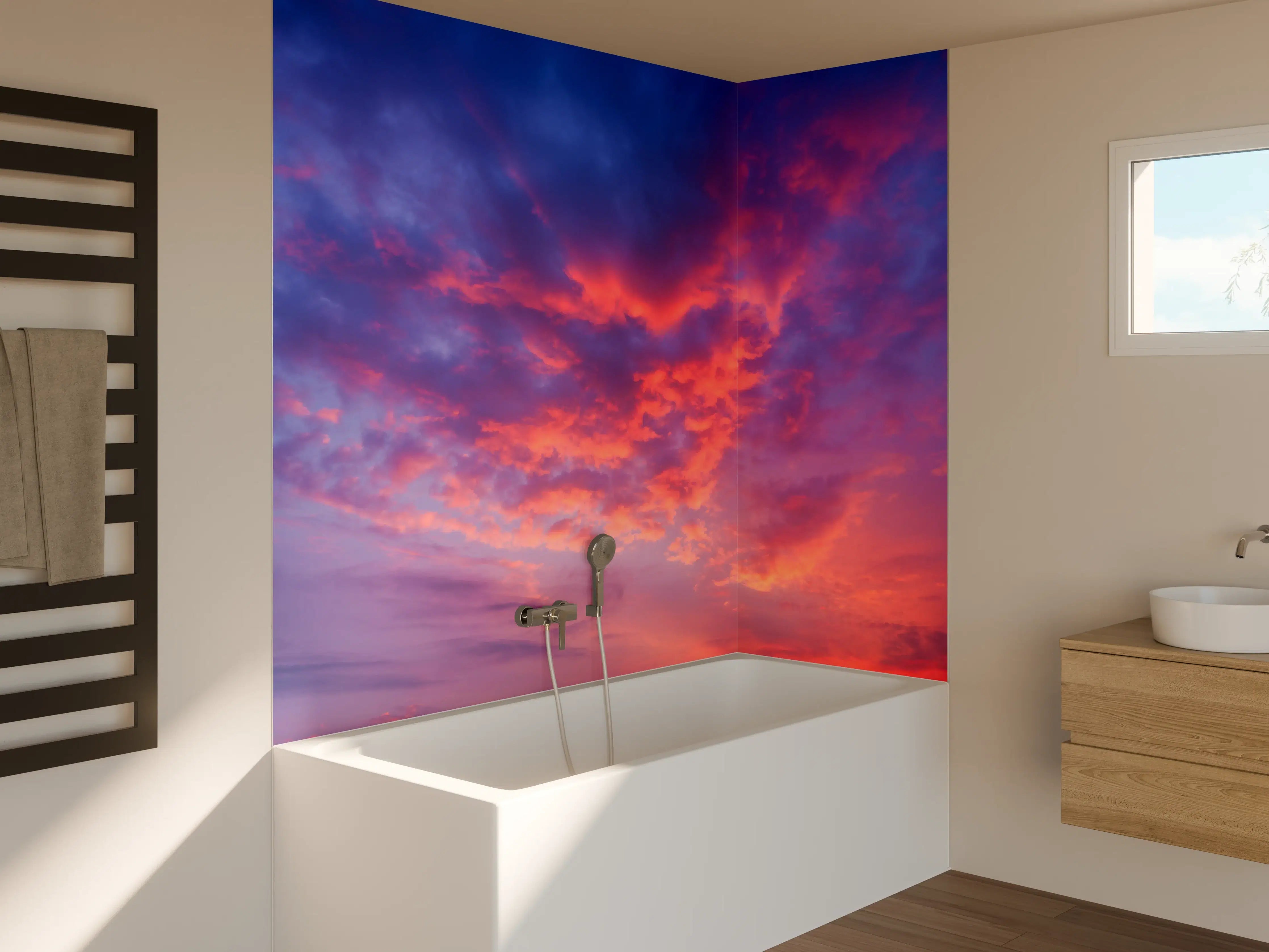 Badewannen-Rückwand - Violett-Pinker Sonnenuntergang