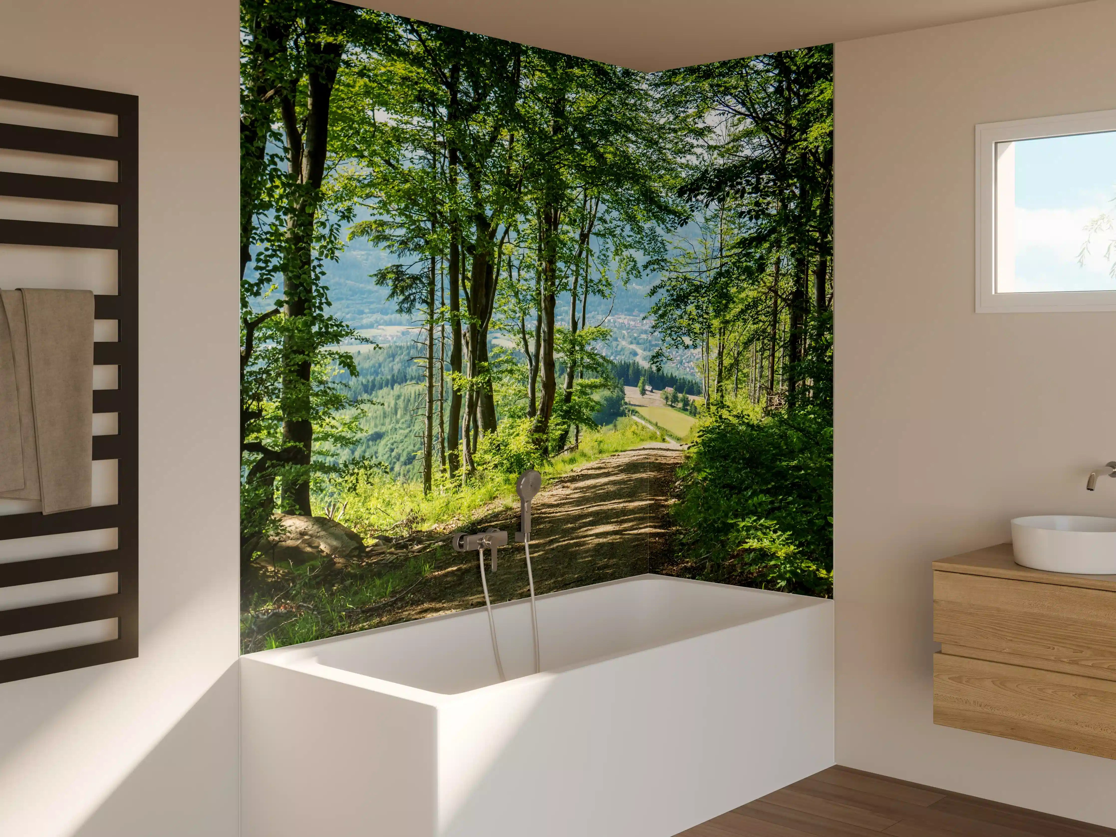 Badewannen-Rückwand - Waldweg Beskiden Polen