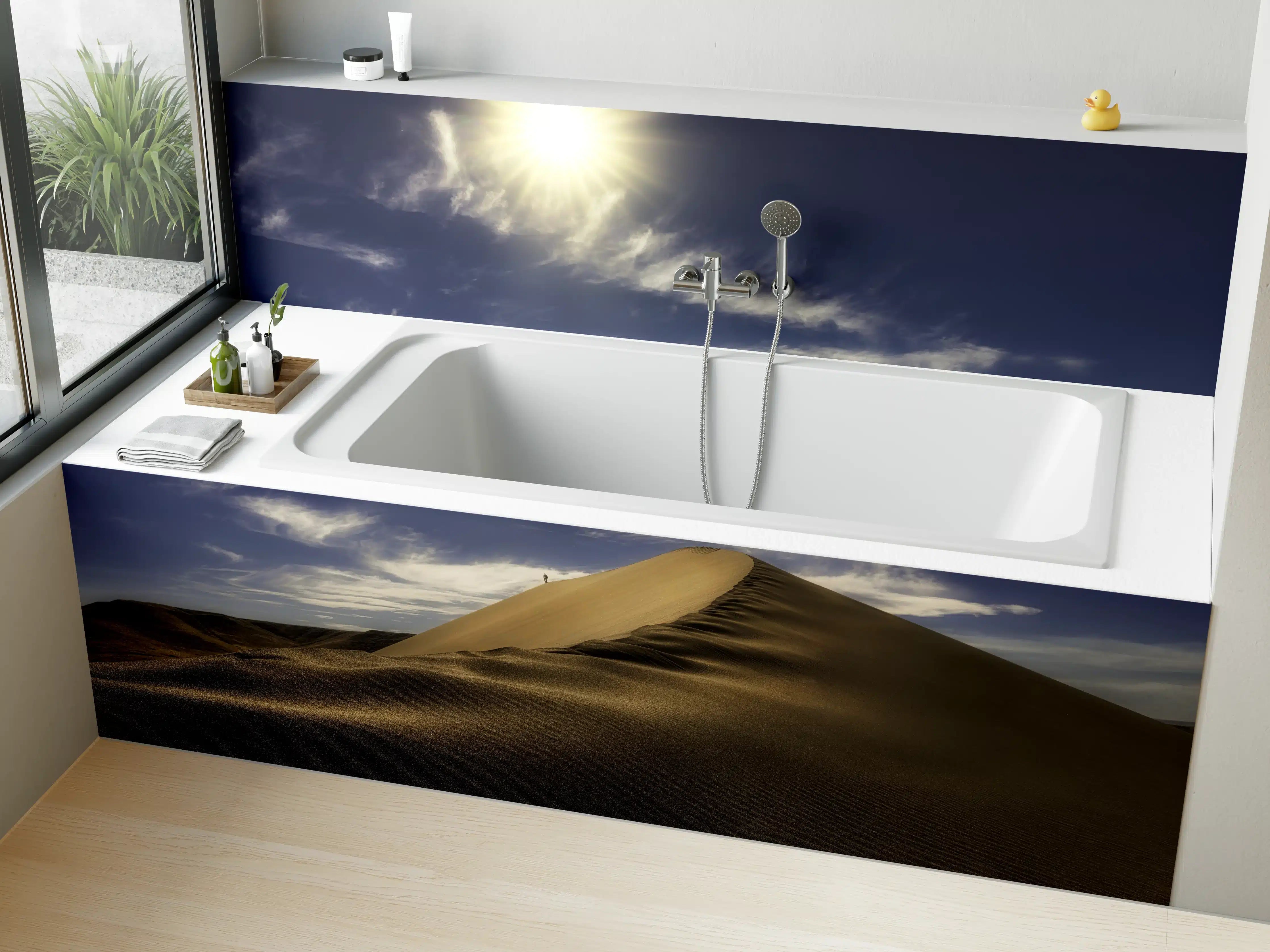 Badewannen-Rückwand - Wanderer in der Wüste