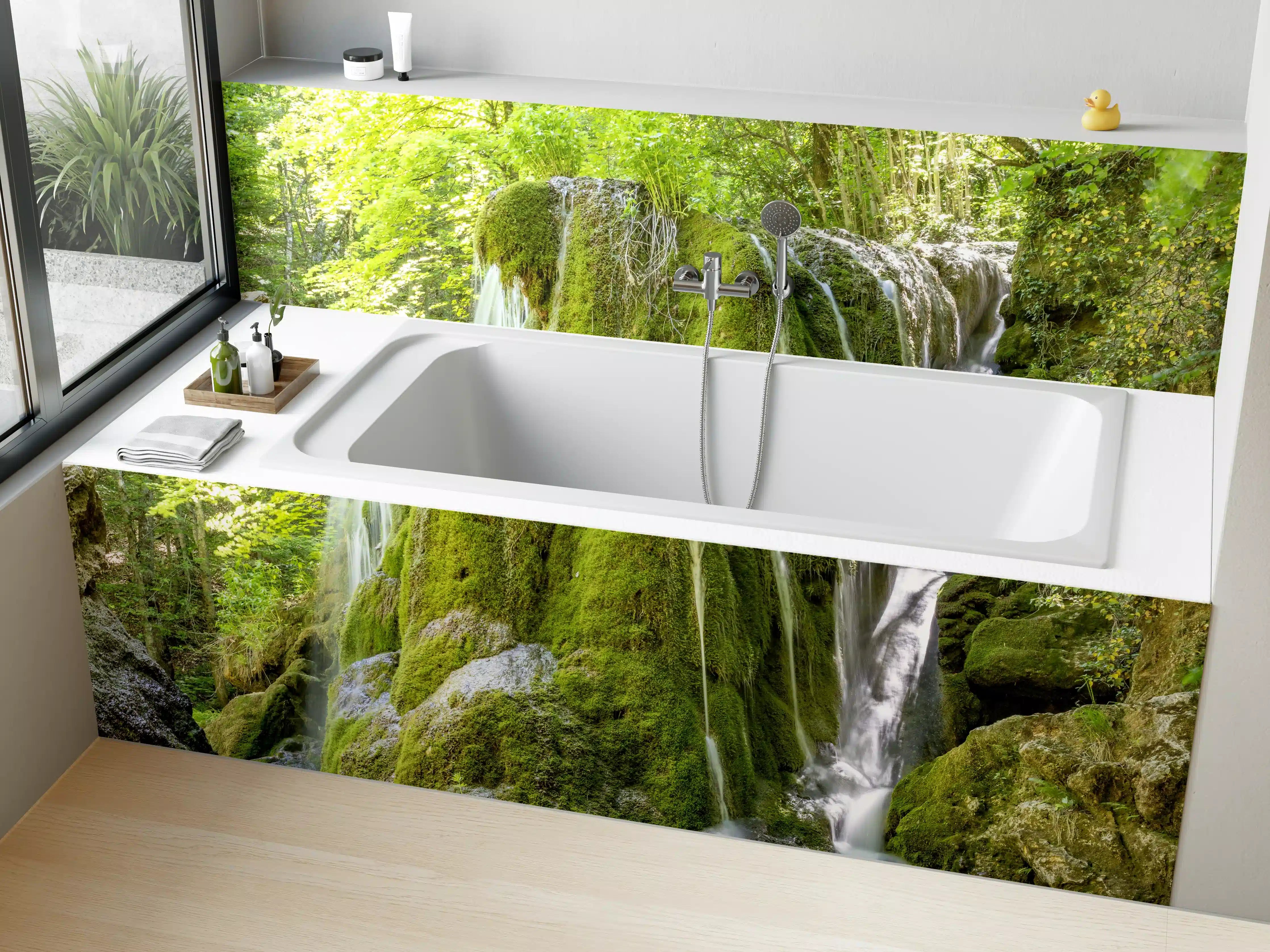 Badewannen-Rückwand - Wasserfall im Wald - Sevastopol