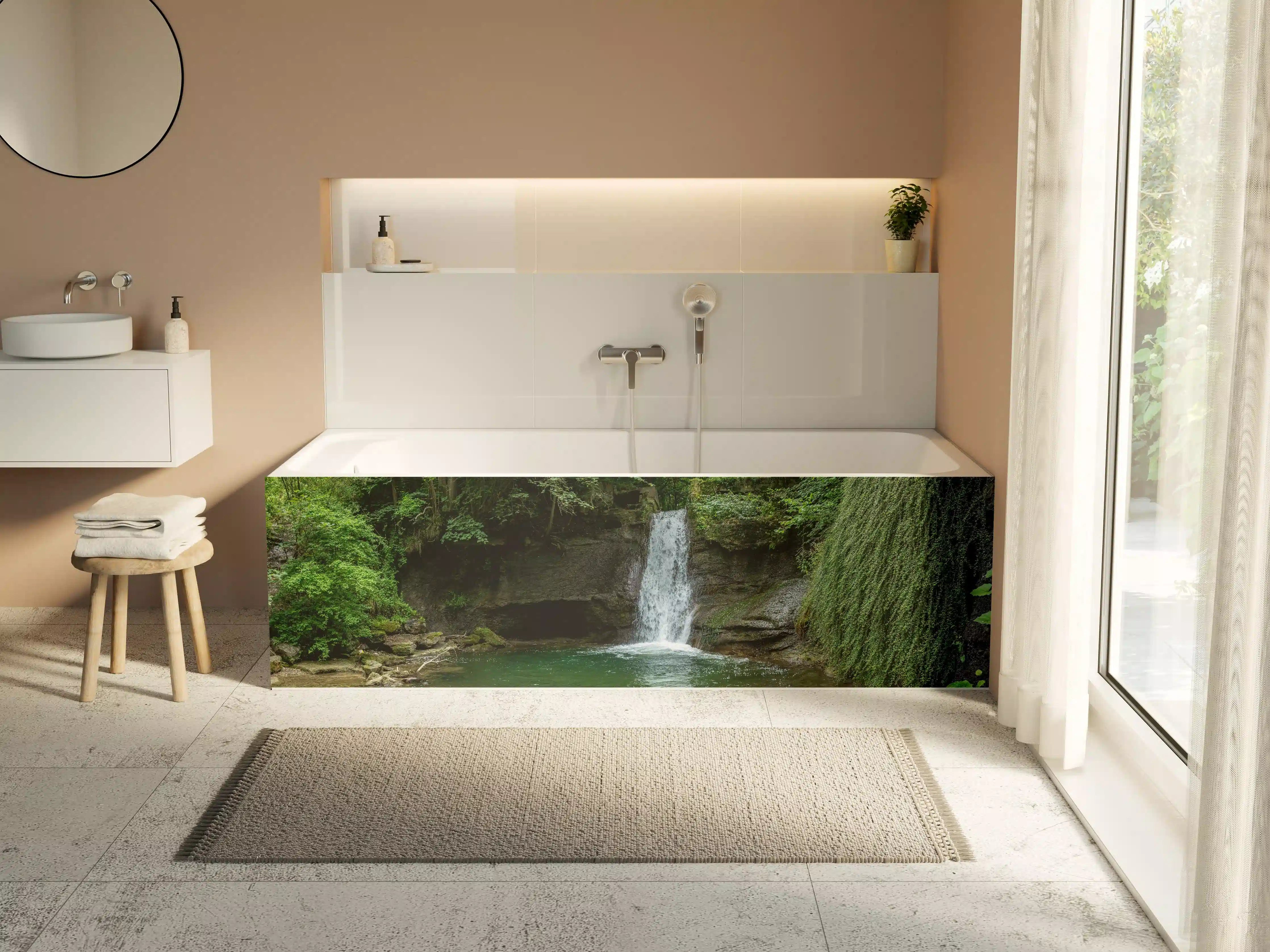 Badewannen-Rückwand - Wasserfall im Wald - Utopie
