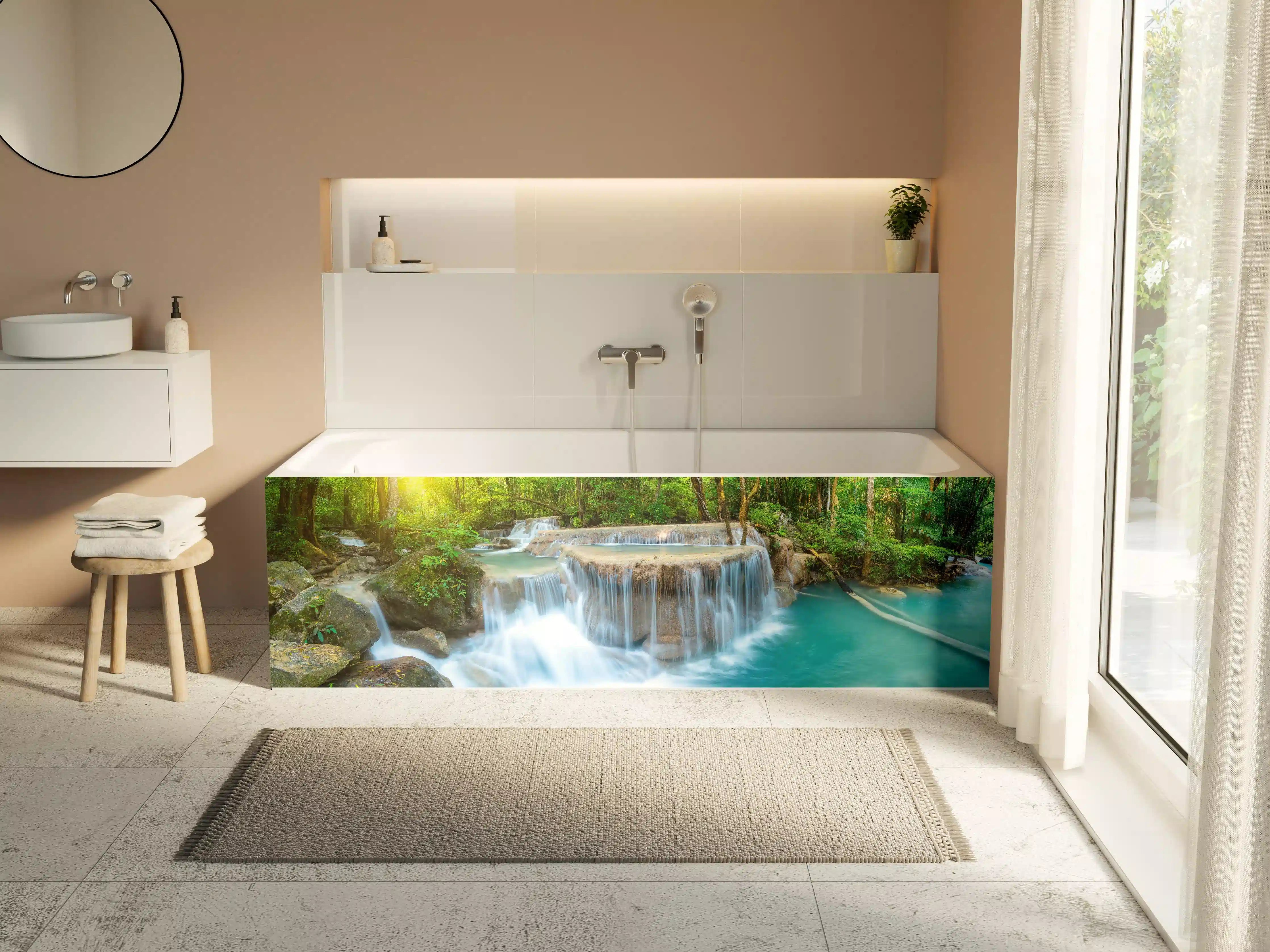 Badewannen-Rückwand - Wasserfall im Wald von Thailand