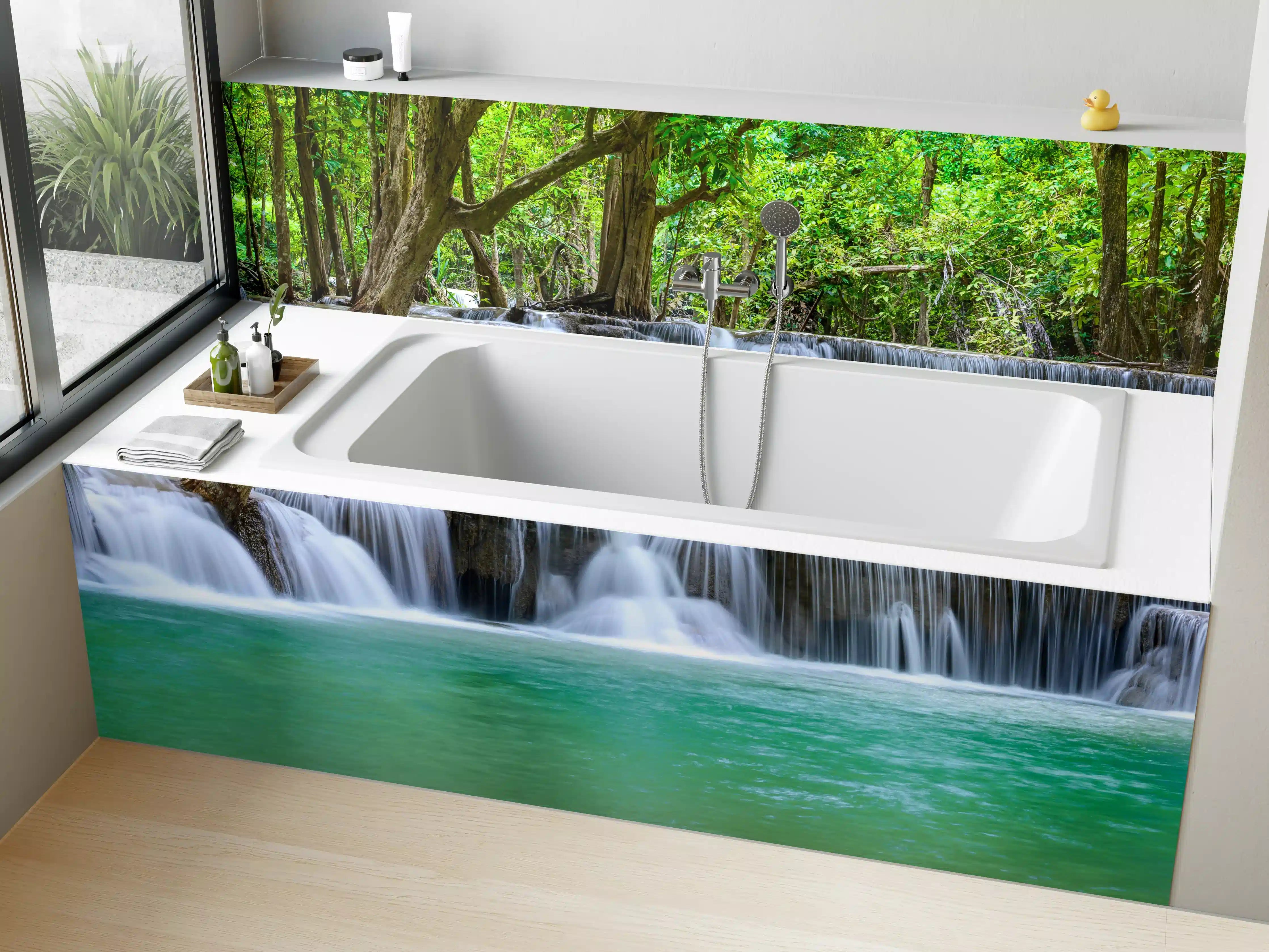 Badewannen-Rückwand - Wasserfall tief im tropischen Wald
