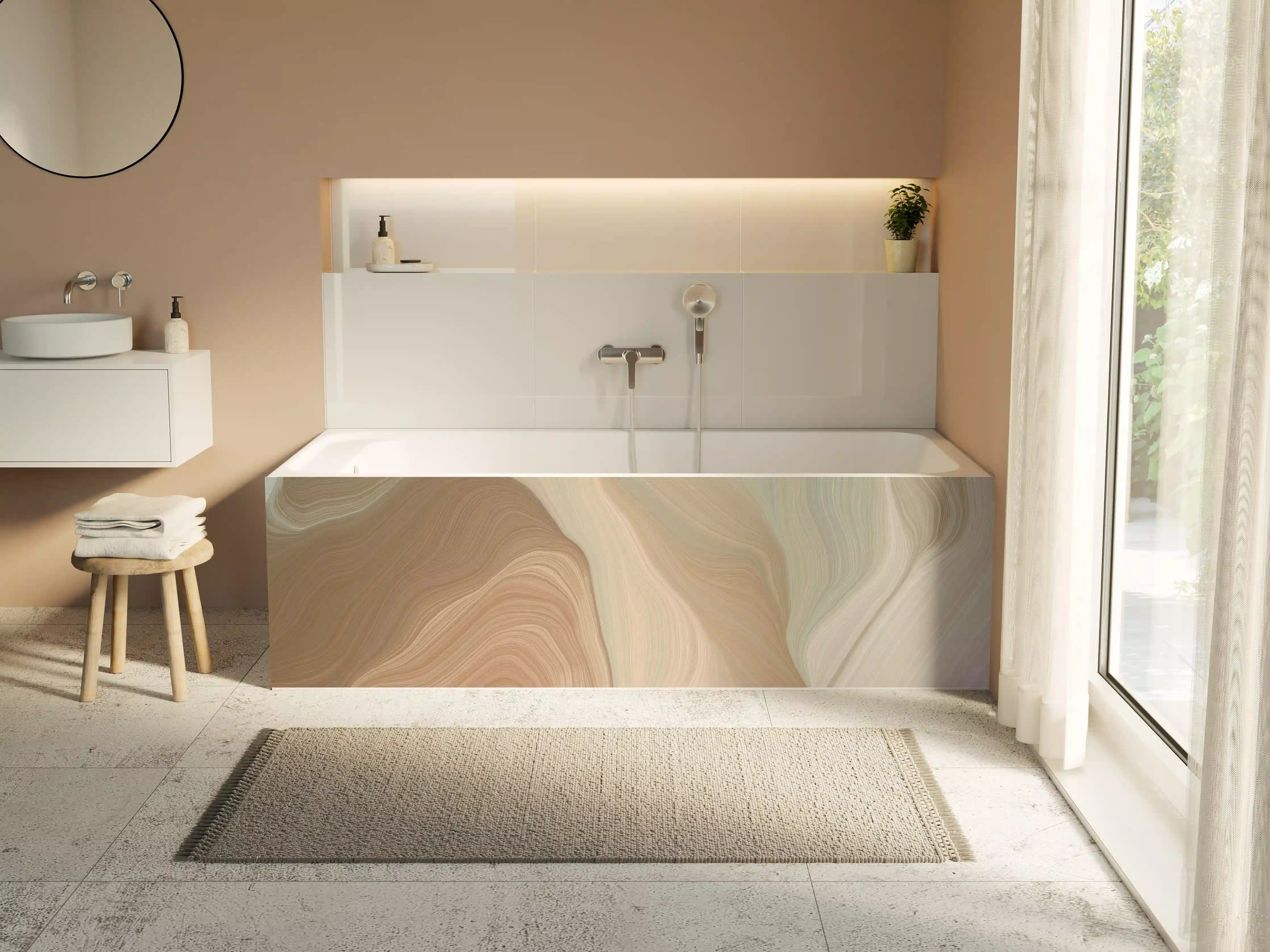 Badewannen-Rückwand - Weiche Beige-Graue Marmortextur