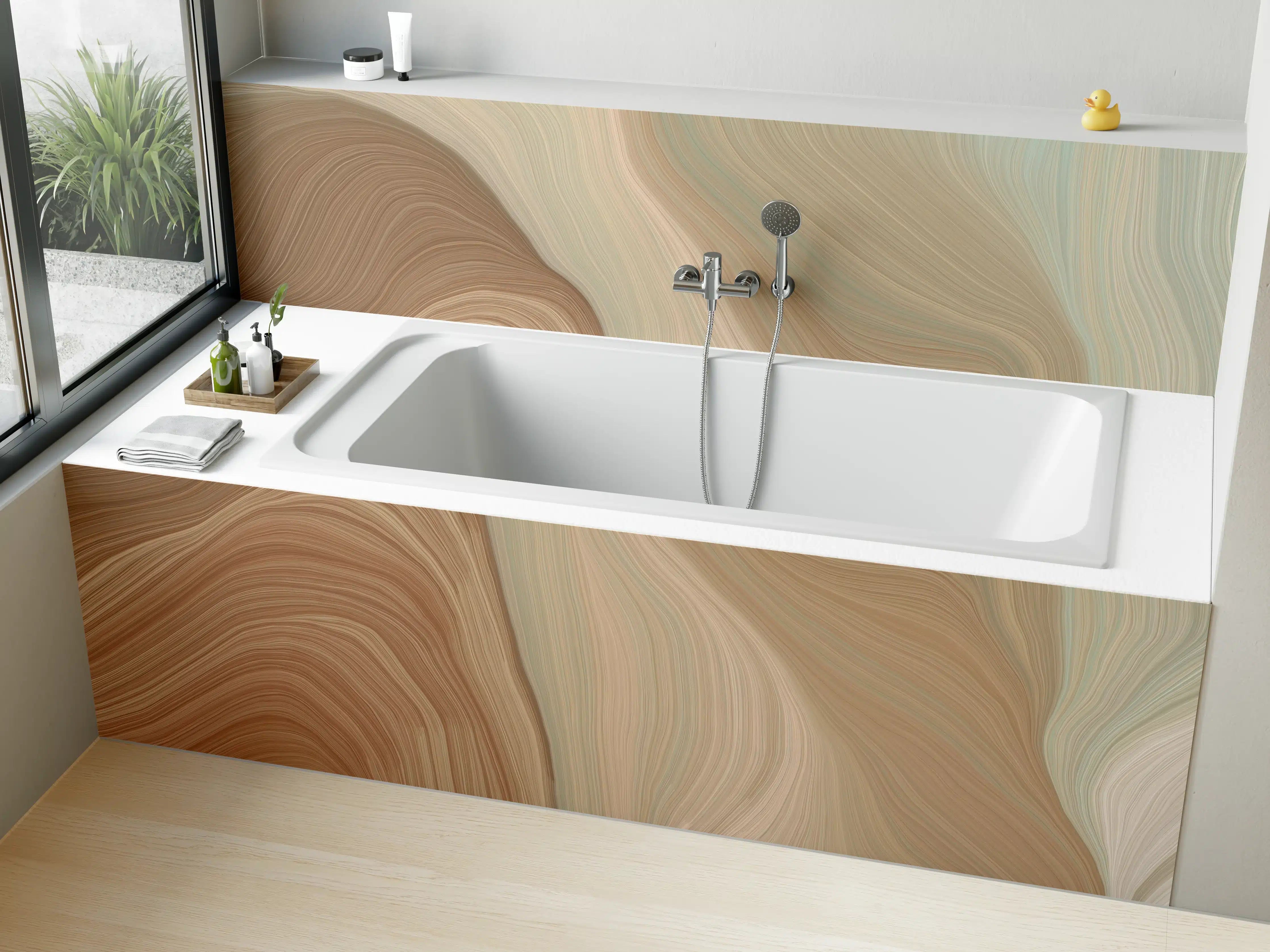 Badewannen-Rückwand - Weiche Beige-Graue Marmortextur