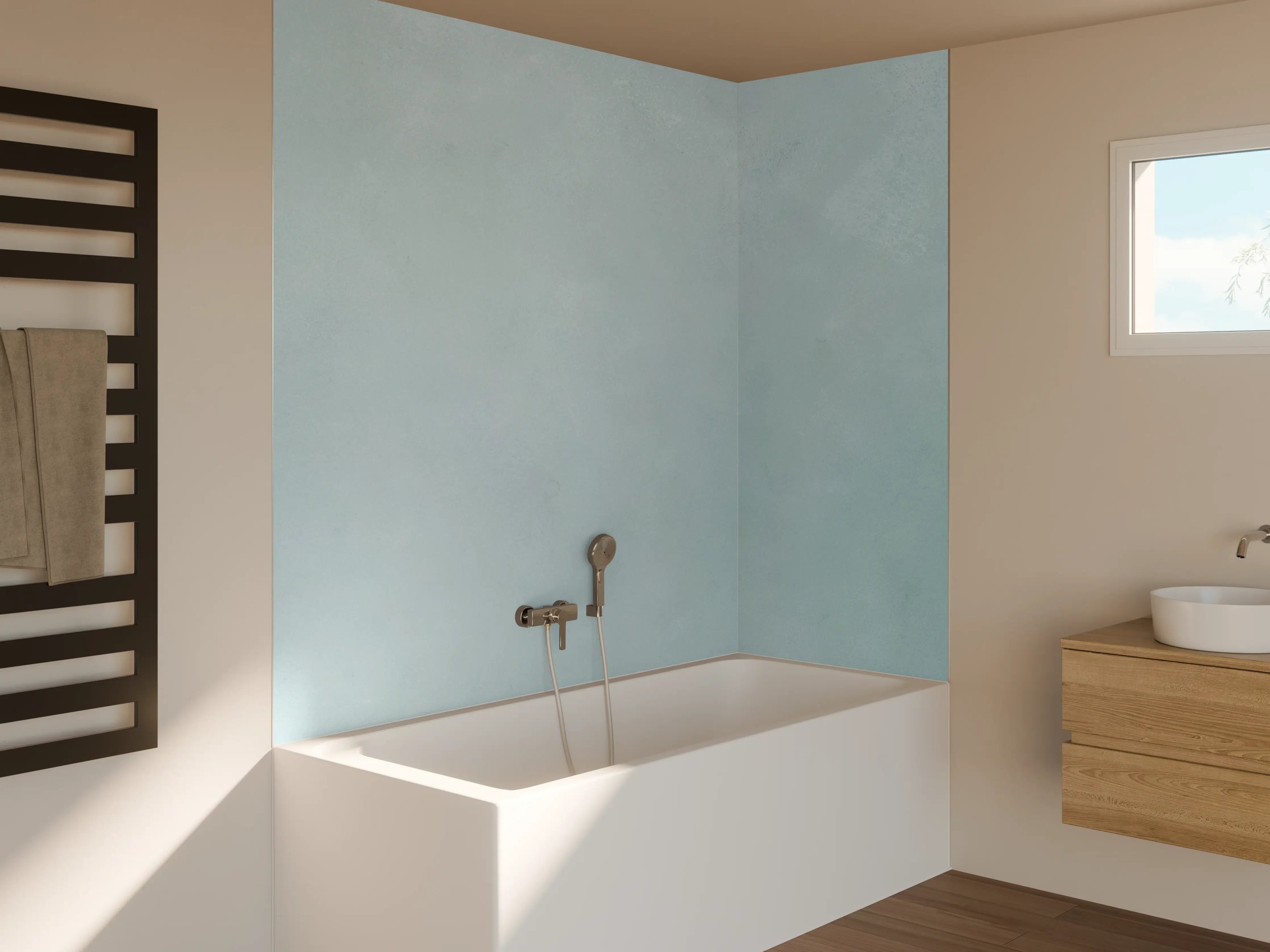 Badewannen-Rückwand - Weiche blaue Marmorstruktur