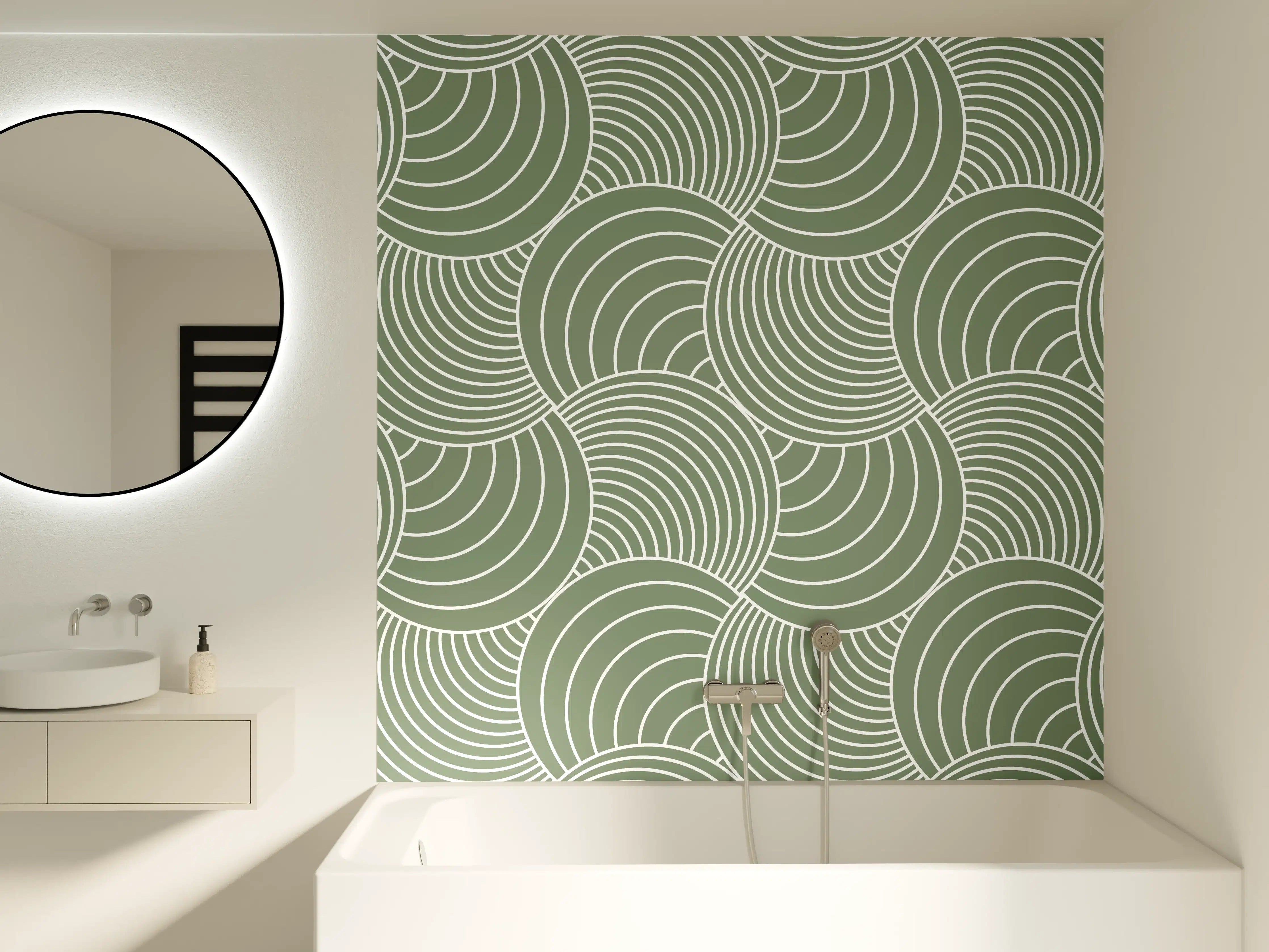 Badewannen-Rückwand - Weichegrüne geometrische Muster
