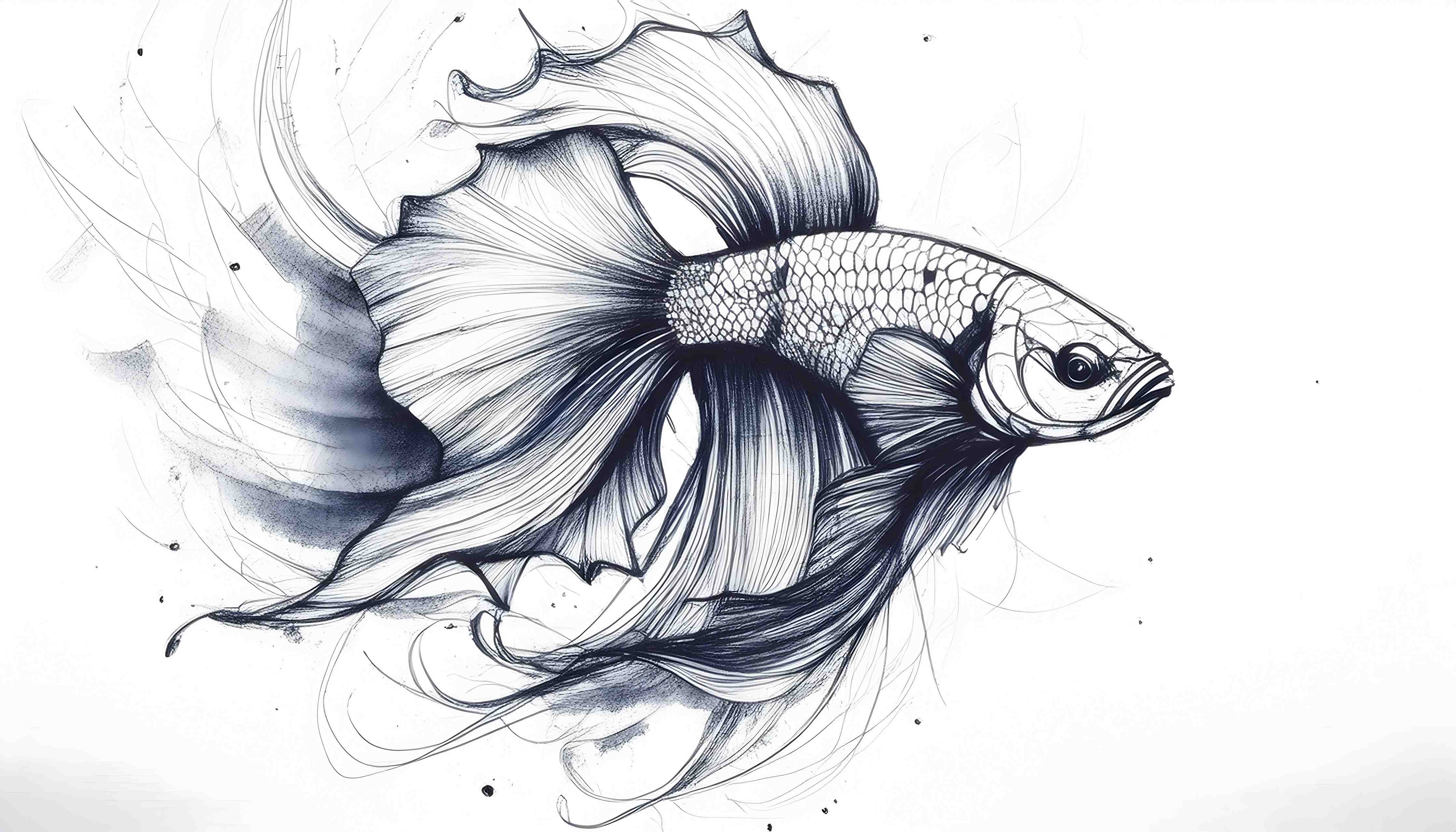 Badewannen-Rückwand-Weiß-Grau Betta-Fisch Illustration
