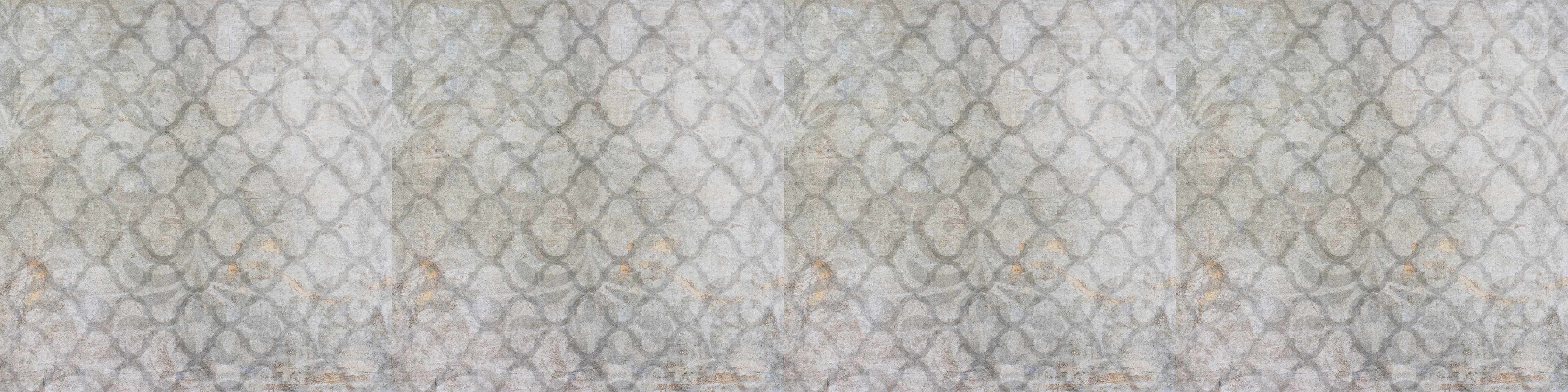 Badewannen-Rückwand-Weiß-Grau Vintage Damask-Tapete