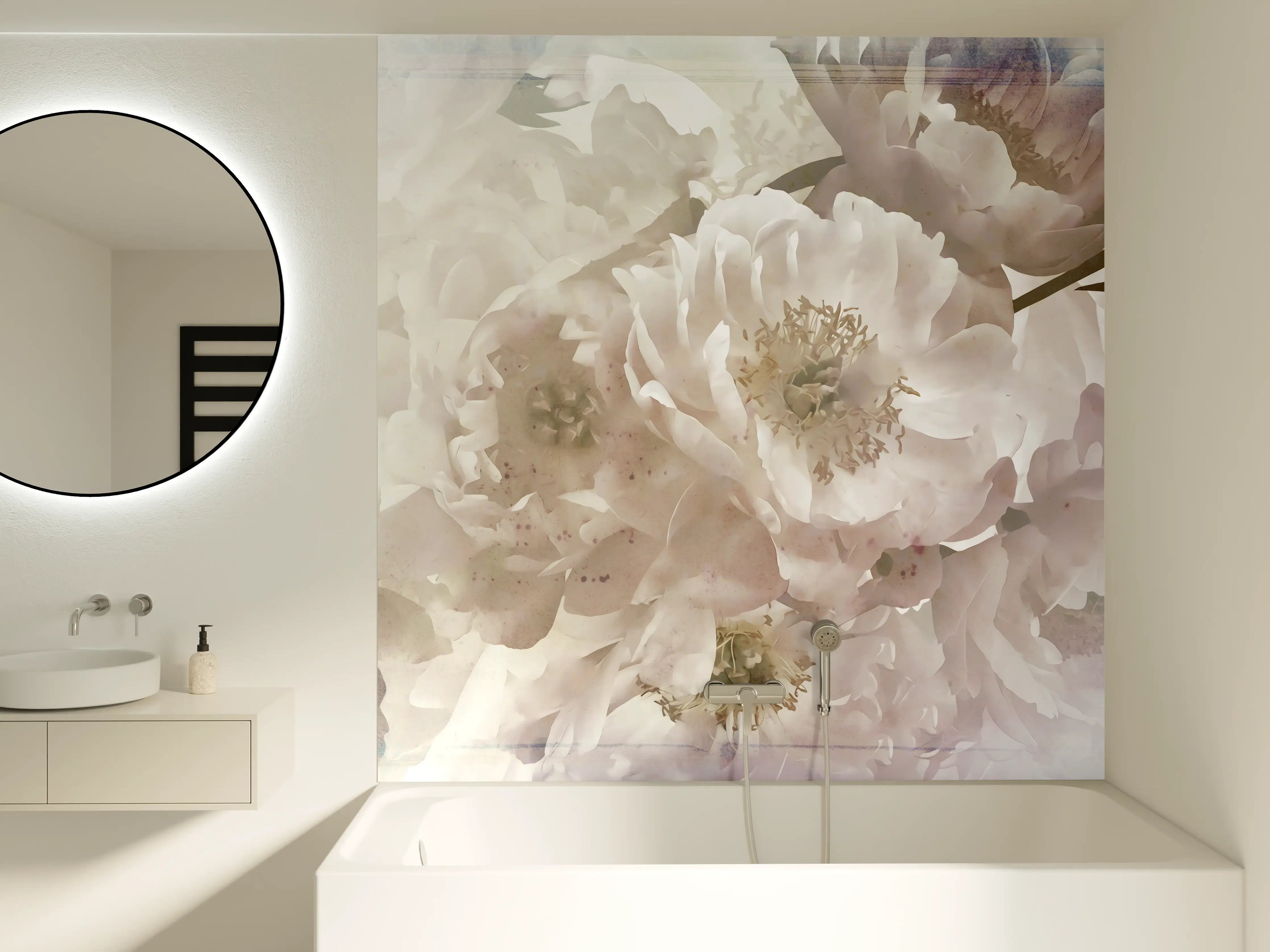 Badewannen-Rückwand - Weiße Blume - Darstellung