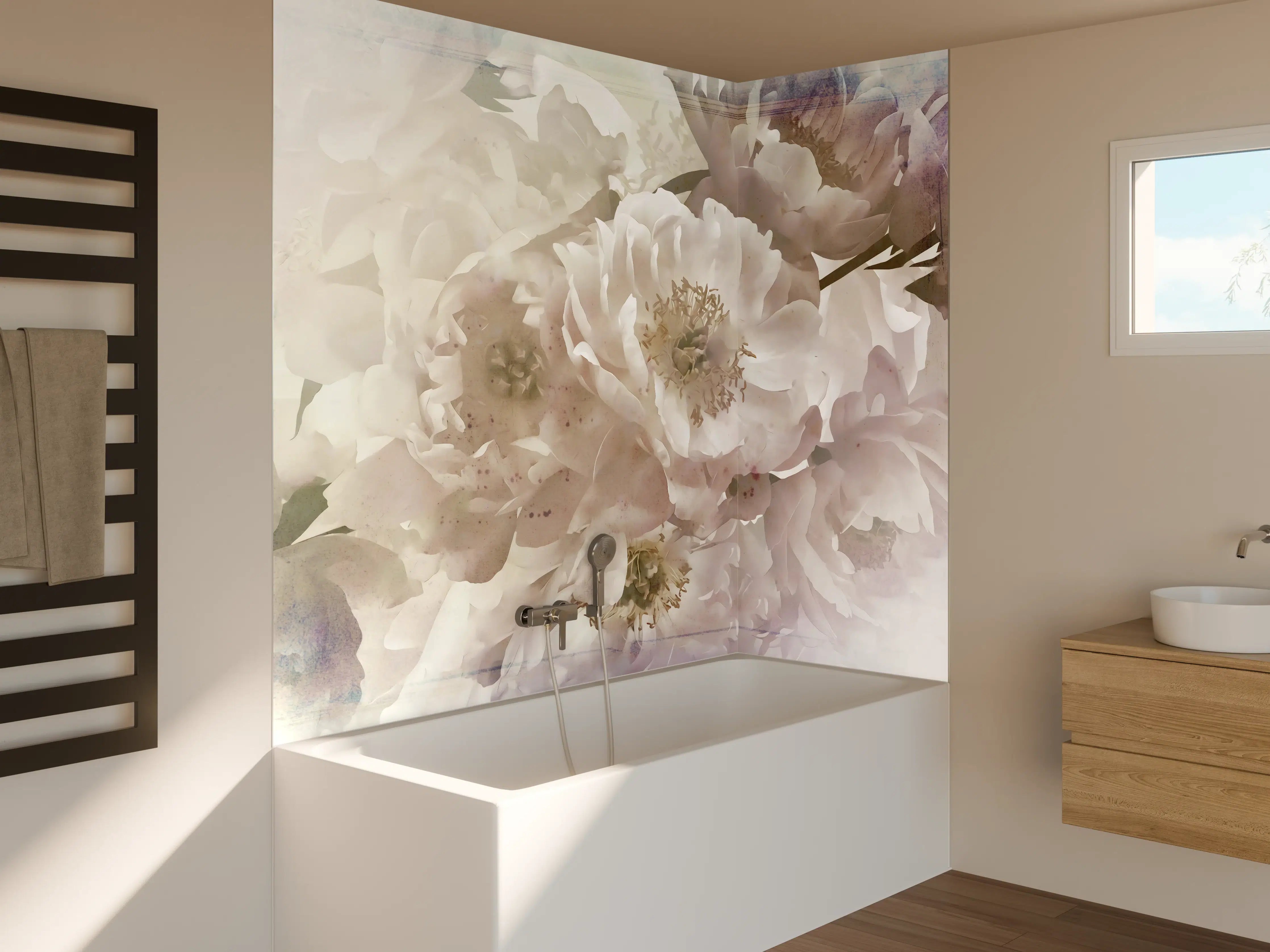 Badewannen-Rückwand - Weiße Blume - Darstellung