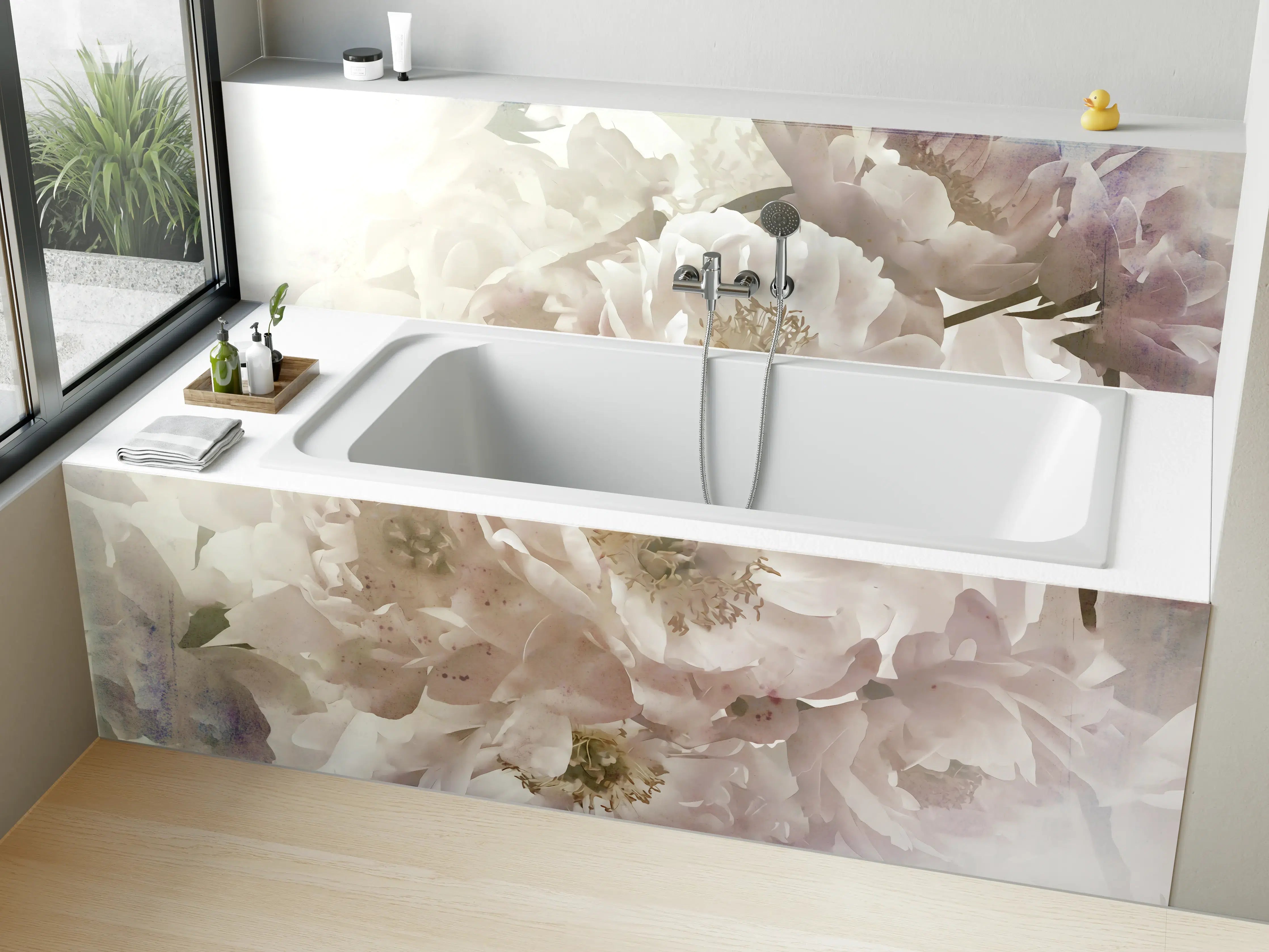 Badewannen-Rückwand - Weiße Blume - Darstellung