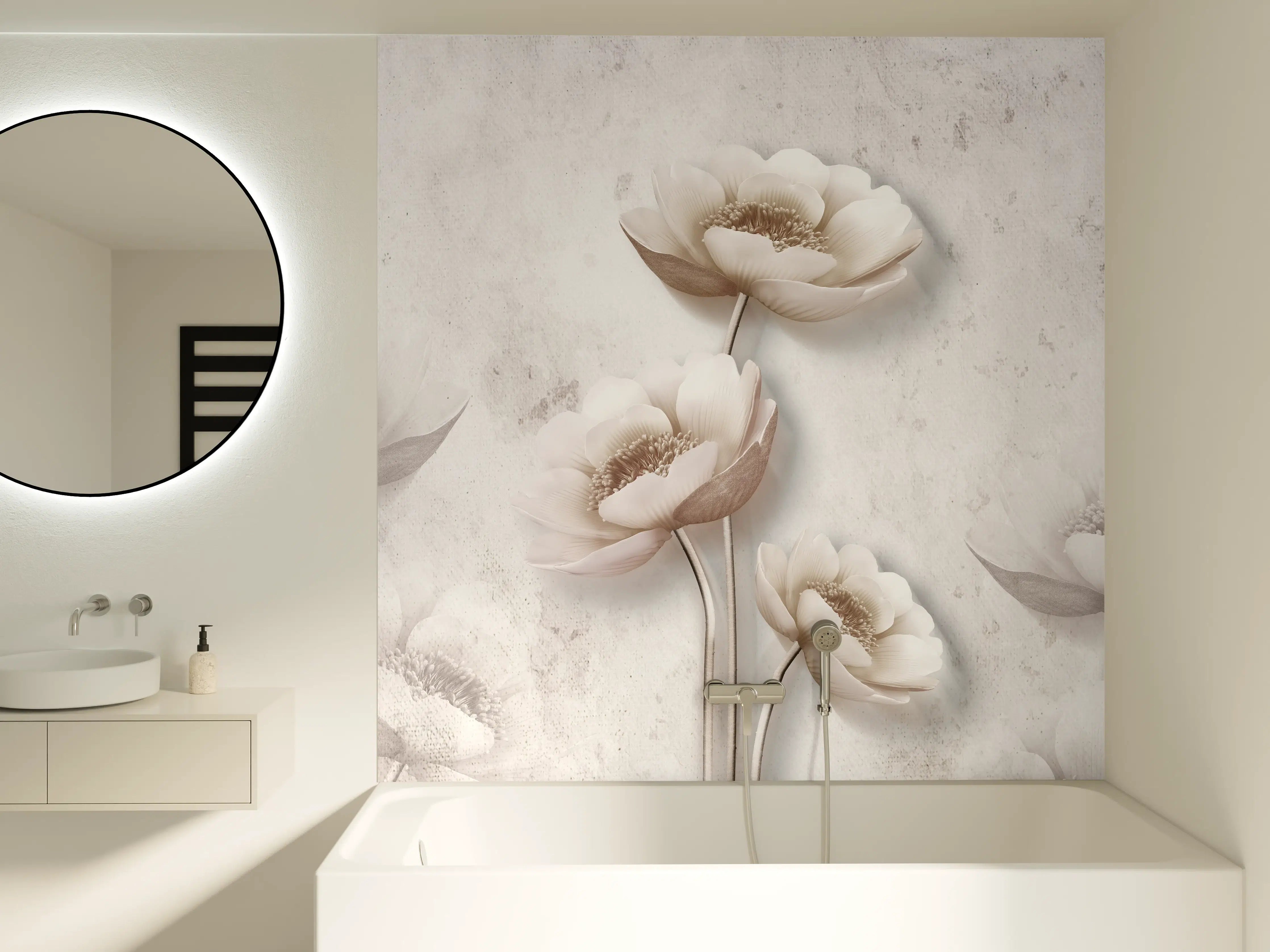 Badewannen-Rückwand - Weiße Blume Retrostil