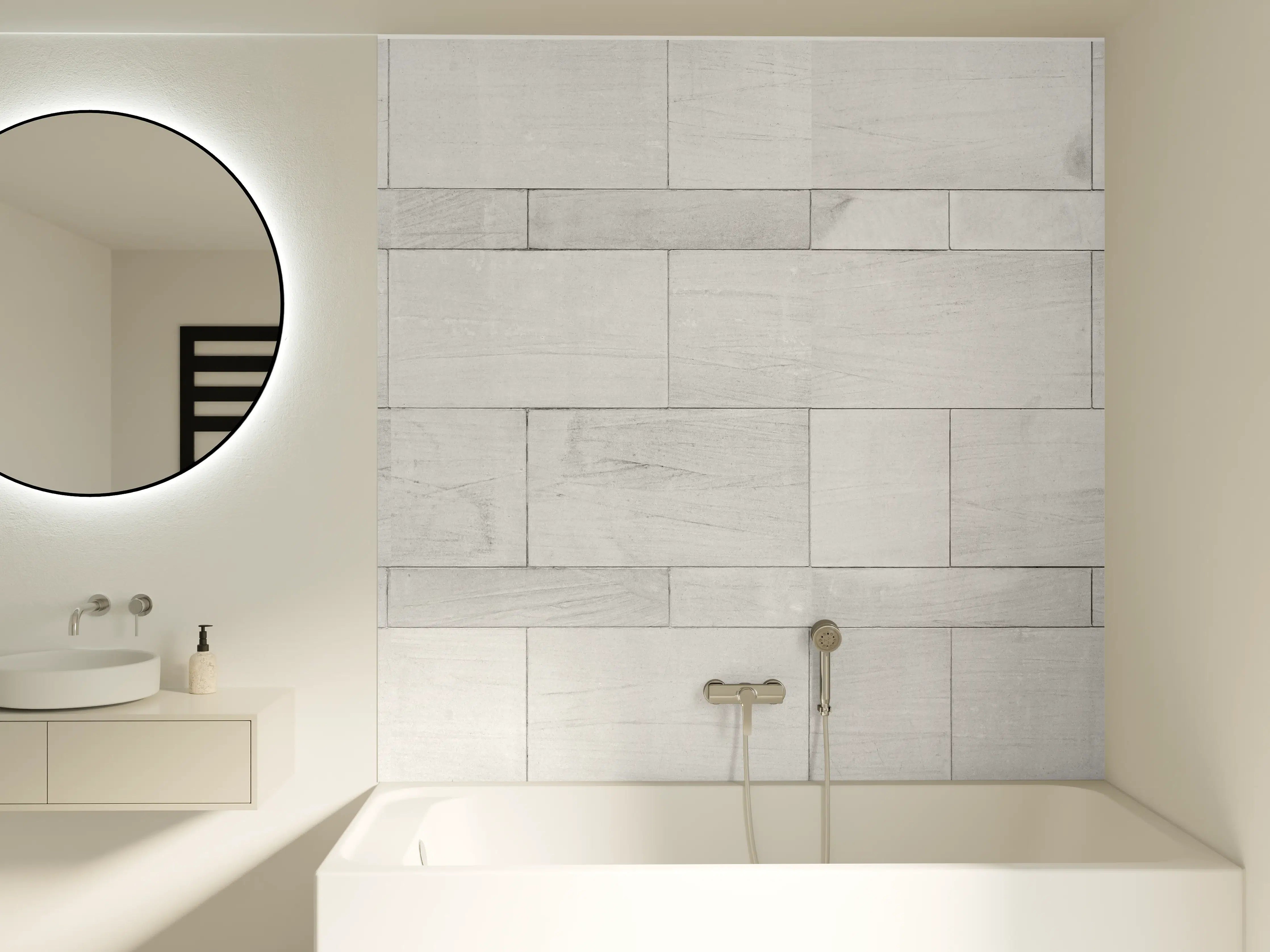 Badewannen-Rückwand - Weiße Granit Fliesen