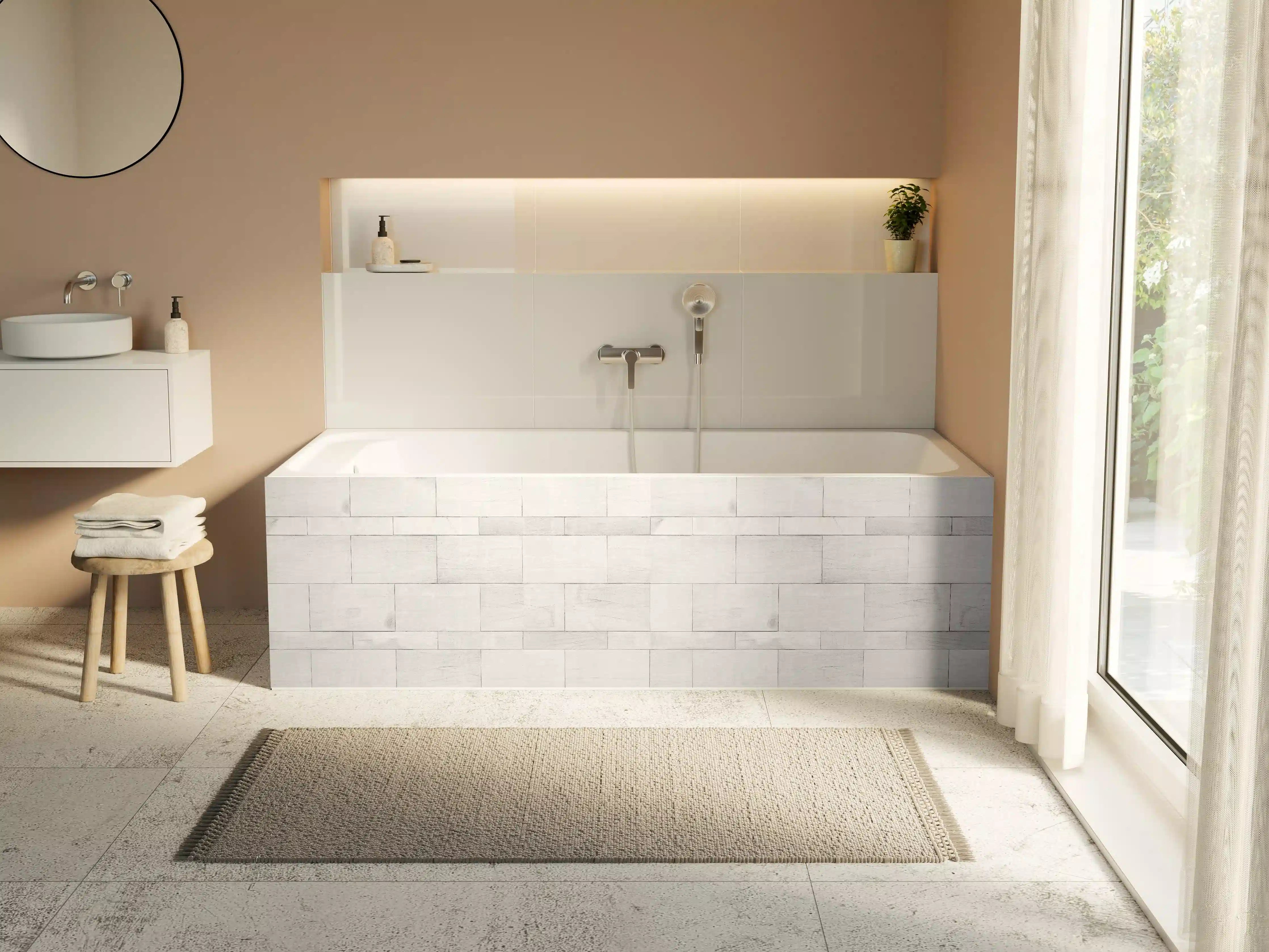 Badewannen-Rückwand - Weiße Granit Fliesen