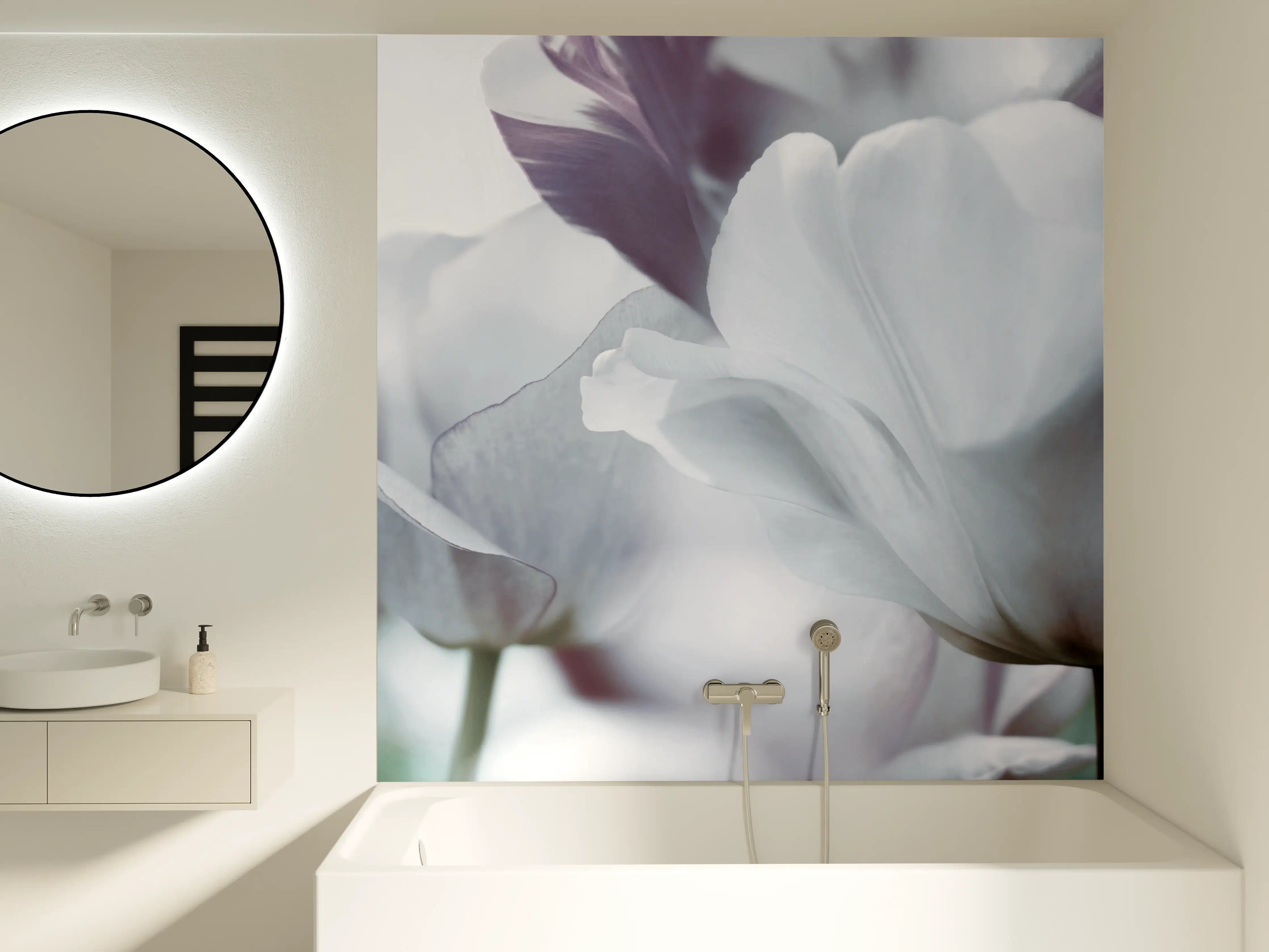Badewannen-Rückwand - Weiße Tulpen