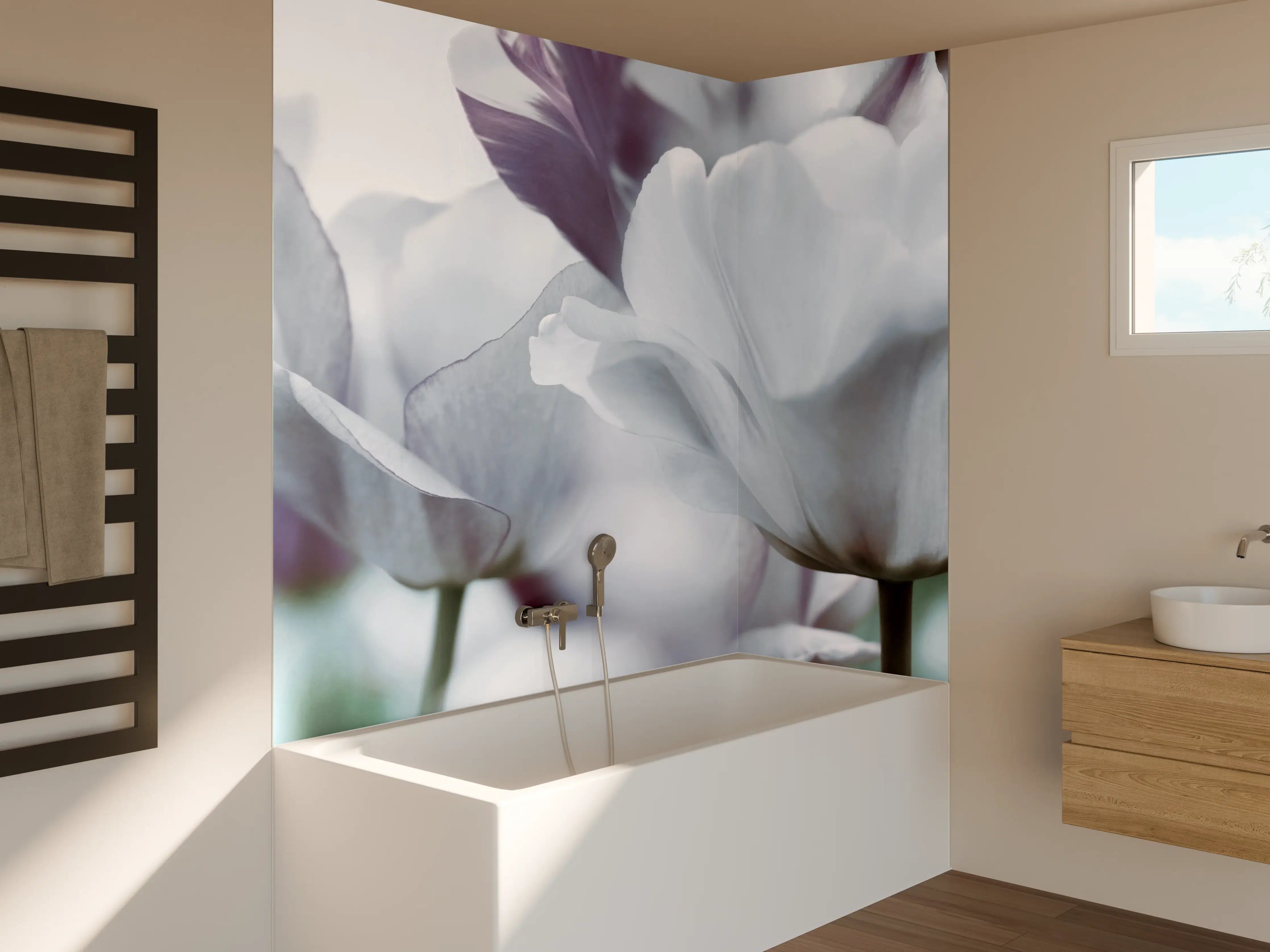 Badewannen-Rückwand - Weiße Tulpen
