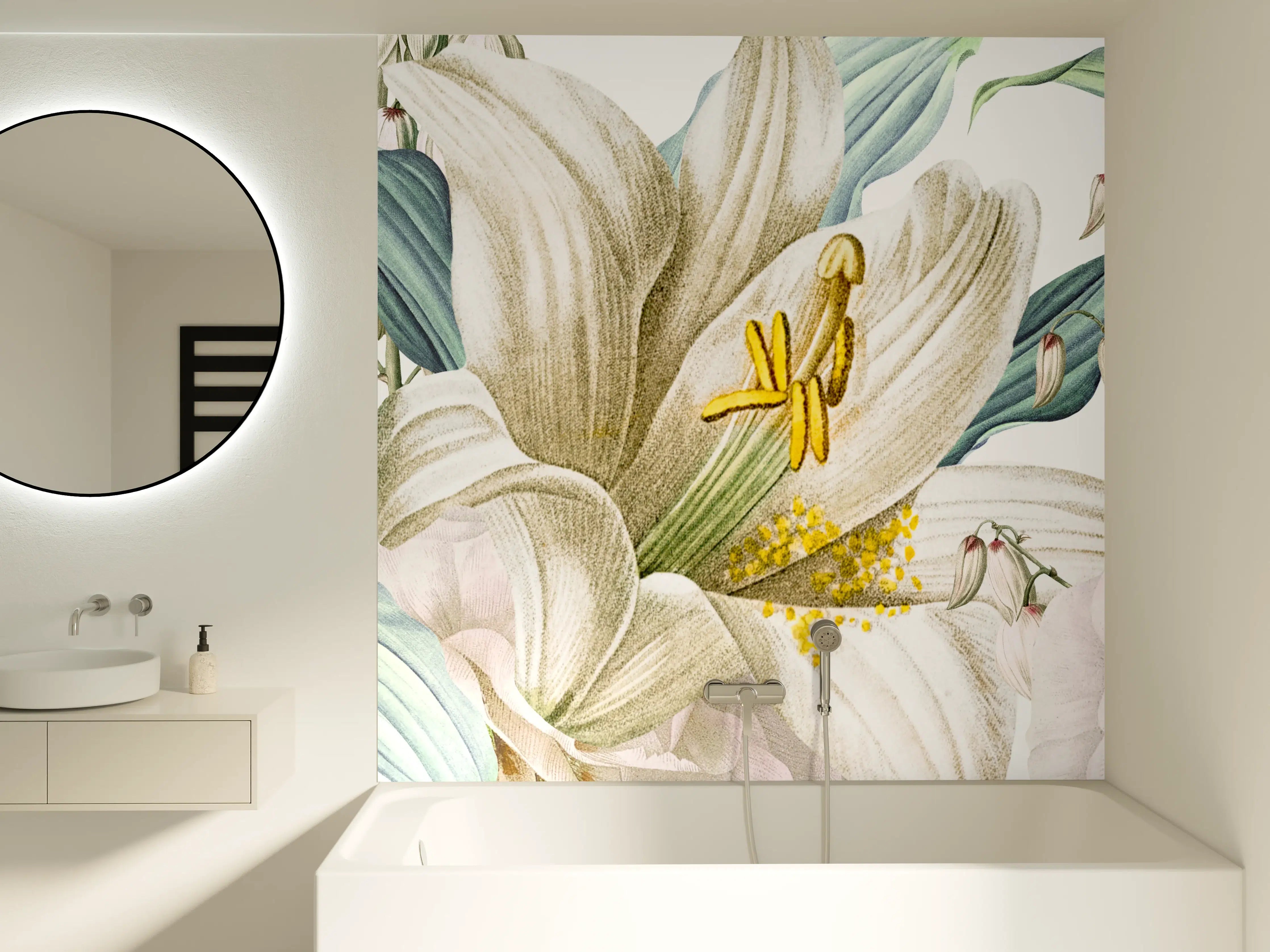Badewannen-Rückwand - Weißen und cremefarbenen Rosen