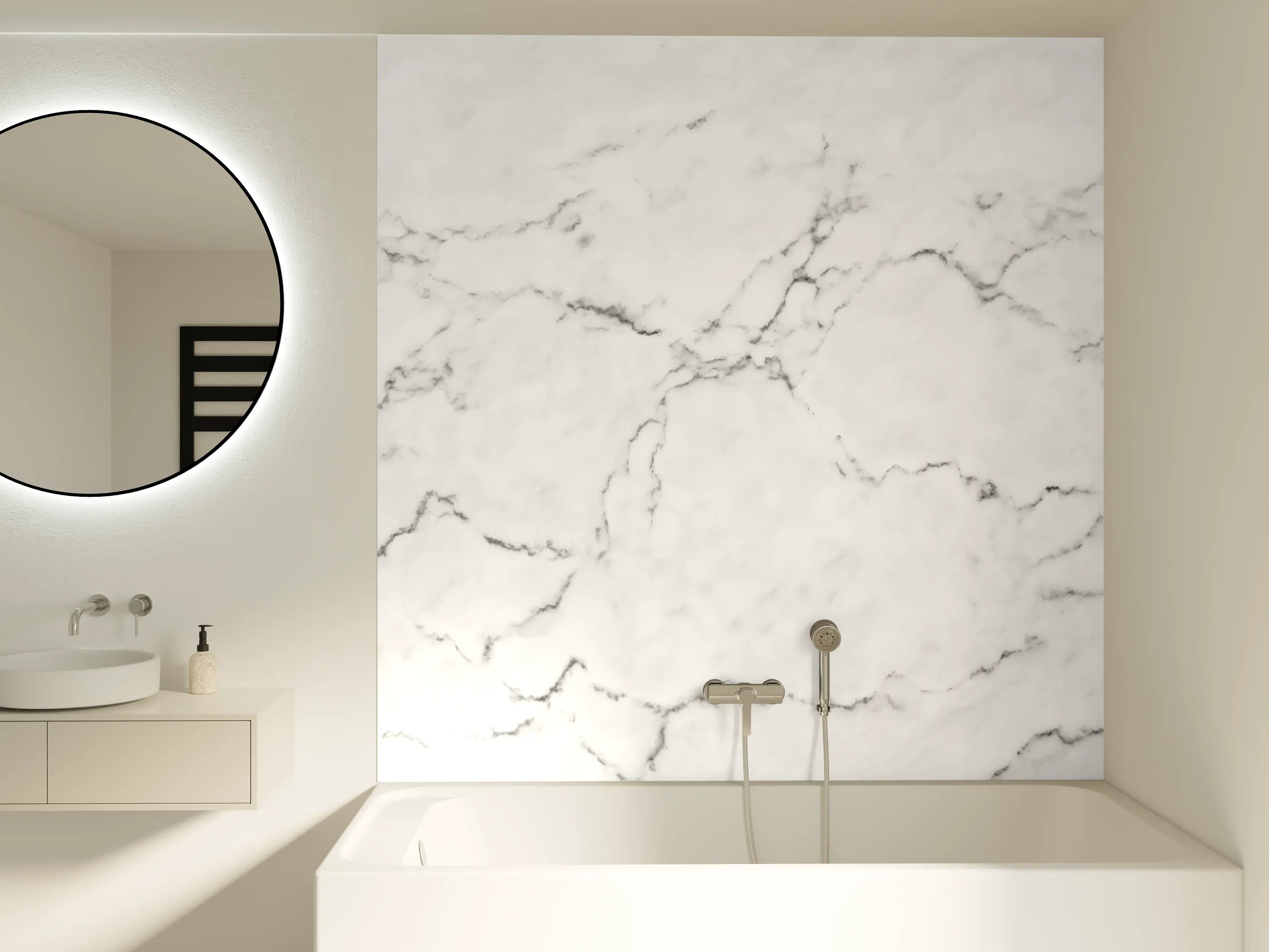 Badewannen-Rückwand - Weißer Marmor